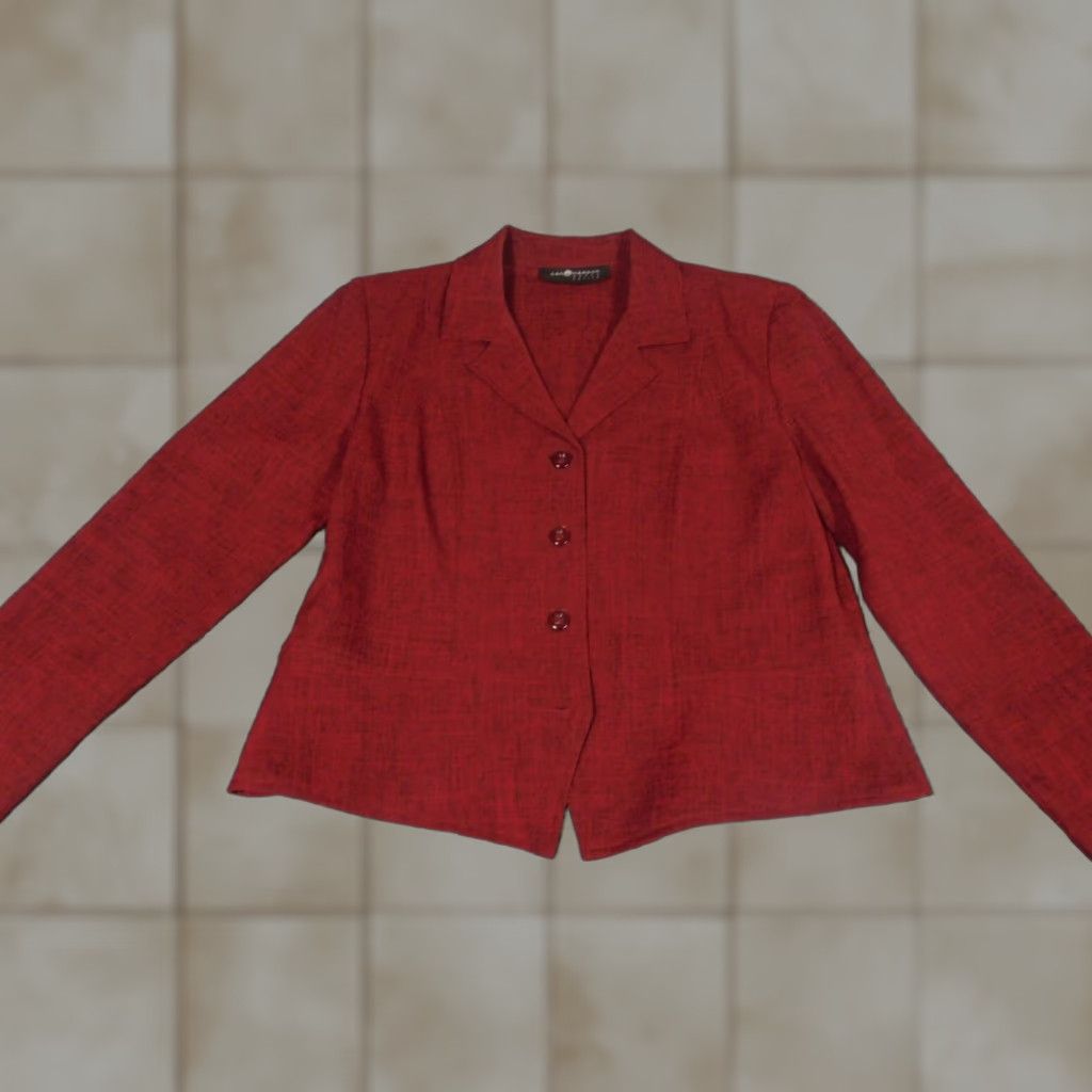 Vintage Sag Harbor Blazer Womens 10P Petites Red Jacket Coat Single-Breasted Four-Button Notch Lapel Tuxedo Size L / US 10 / IT 46 - 1 Thumbnail
