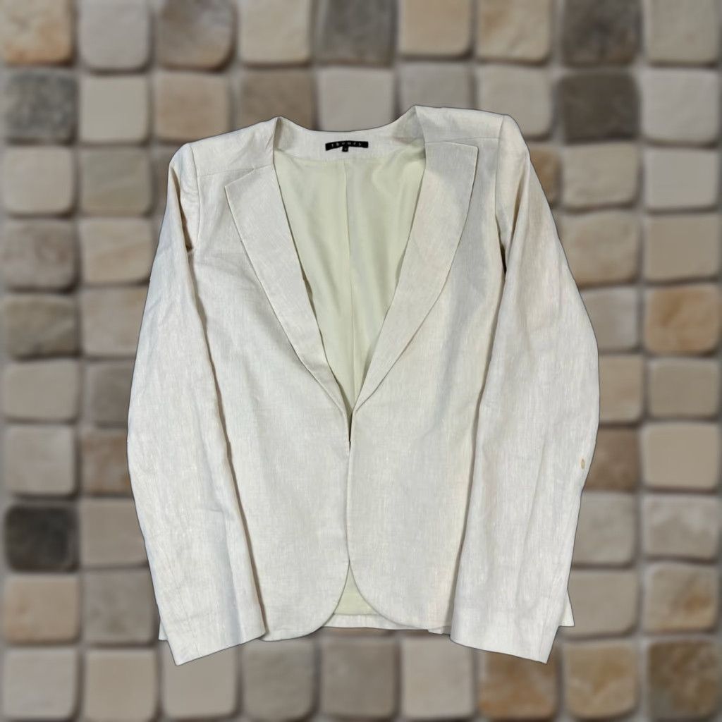 Theory Theory Jacket Womens 12 Beige Wool Blend Open Front Sports Coat Size XL / US 12-14 / IT 48-50 - 1 Thumbnail