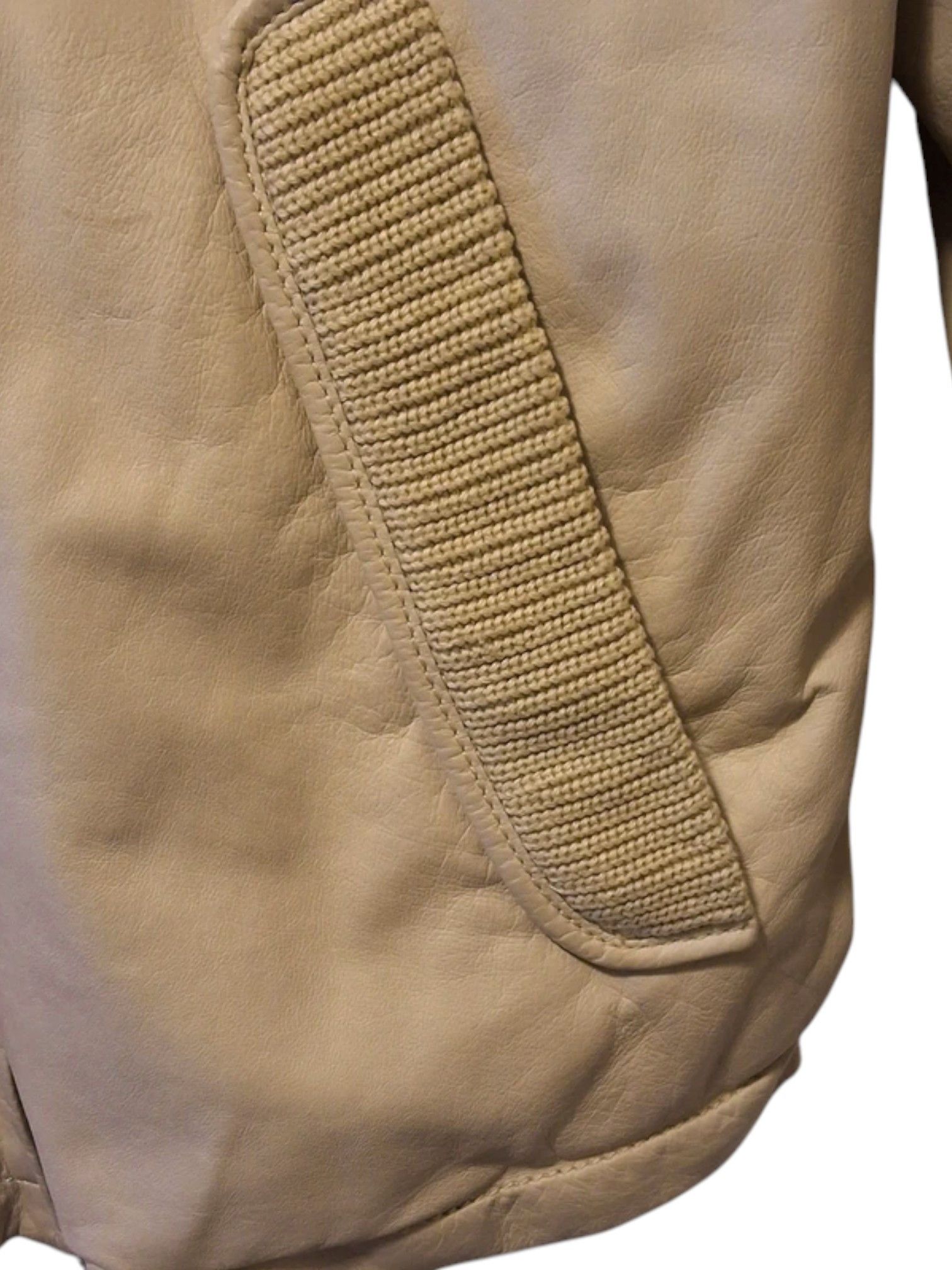 Just Cavalli DSquared² Beige Leather Bomber Jacket w/ Knit Insets, 2000s Size US M / EU 48-50 / 2 - 7 Thumbnail