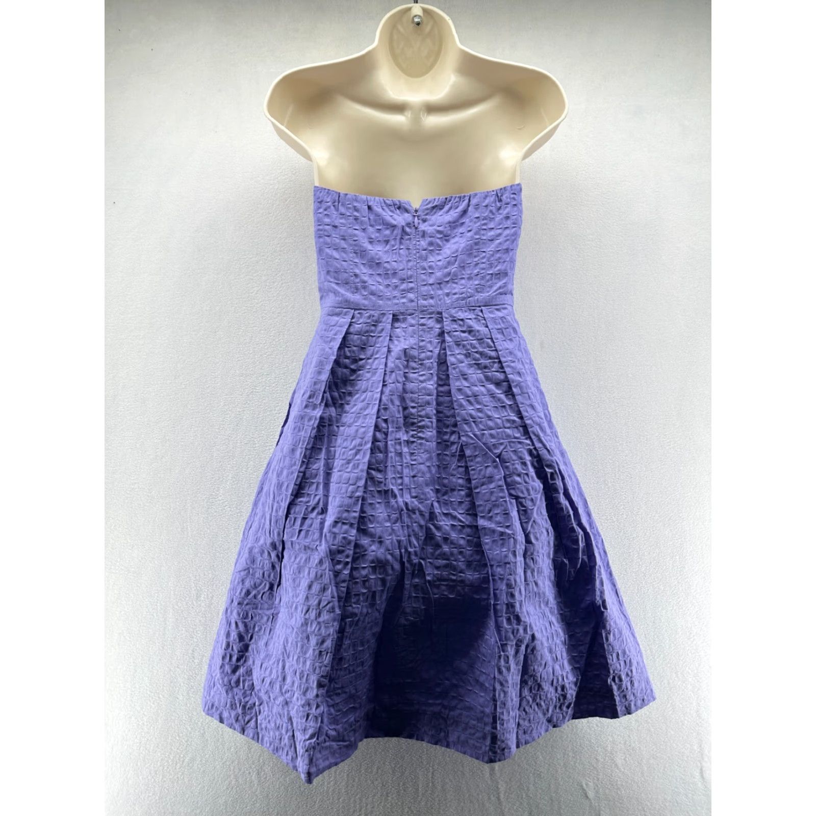 J.Crew J.Crew Fit And Flare Dress Purple Women's 0 Textured Cotton Strapless Knee Length Dress Spring Summer Fall Casual Women Size XS / US 0-2 / IT 36-38 - 2 Thumbnail