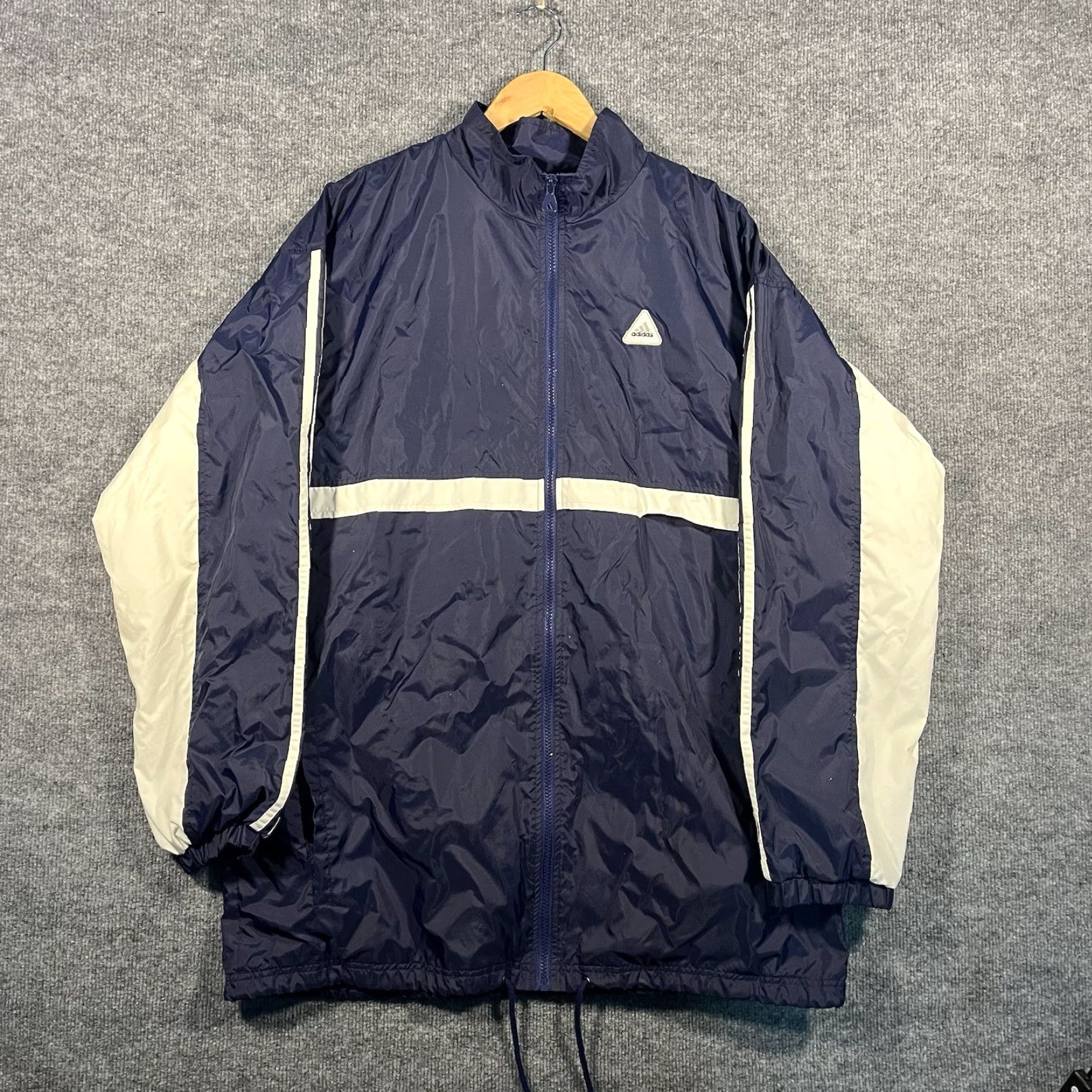 Adidas VINTAGE Adidas Full Zip Windbreaker Jacket Mens Large Blue Striped 90s RARE Size US L / EU 52-54 / 3 - 4 Thumbnail