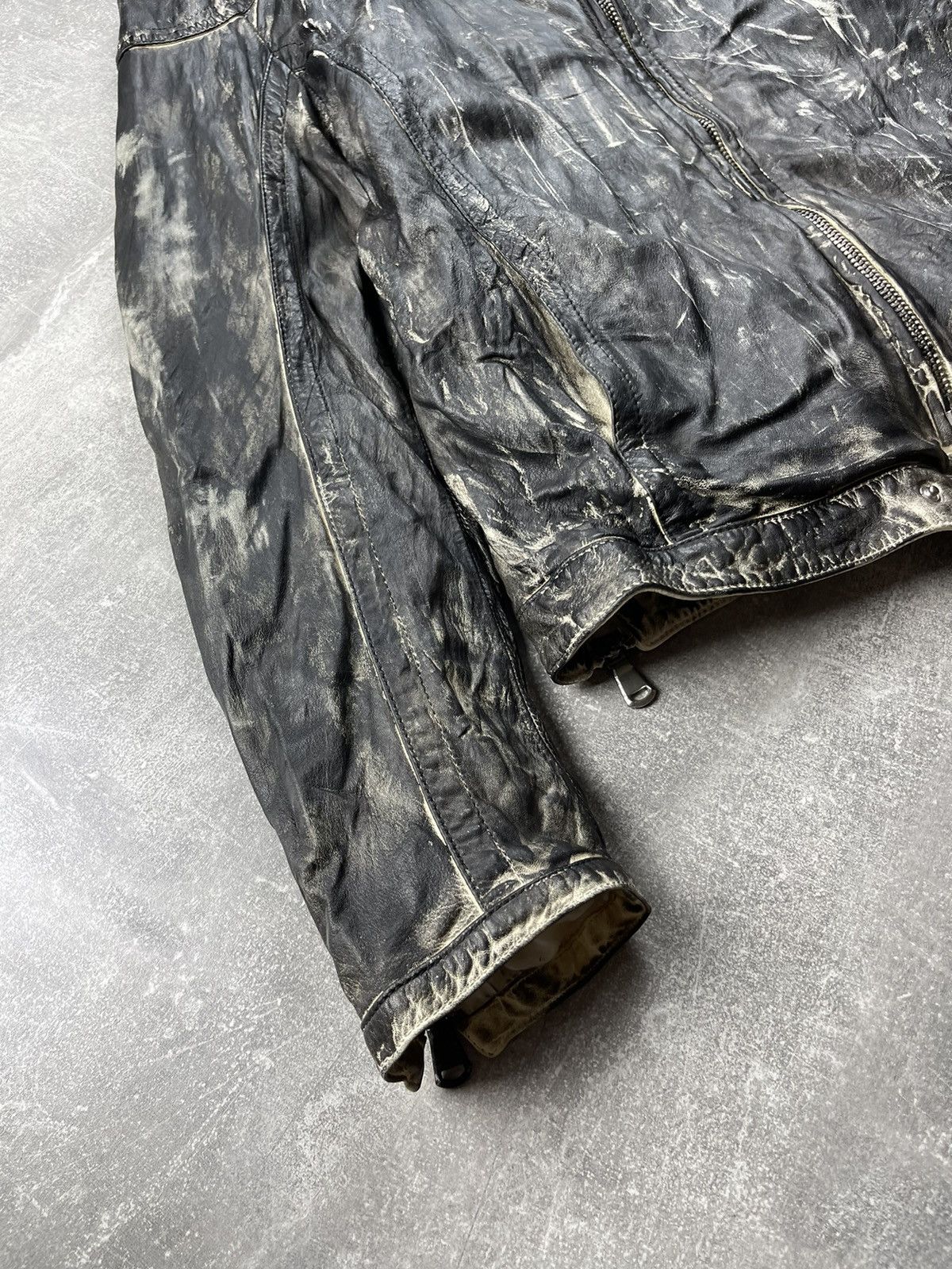 Vintage Vintage Archive Black/White Leather Faded Biker Jacket Size US L / EU 52-54 / 3 - 8 Thumbnail