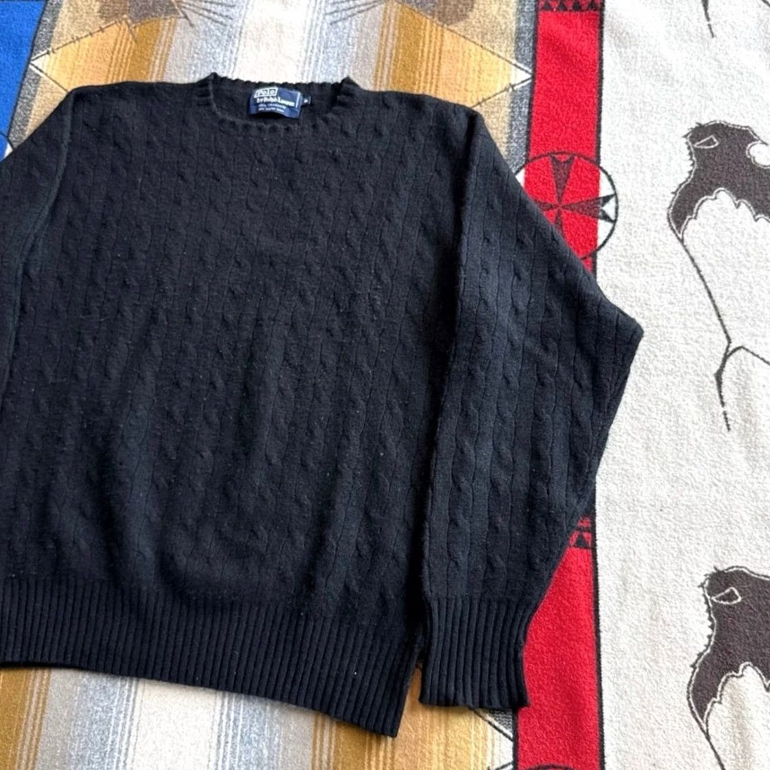 Polo Ralph Lauren VINTAGE Polo Ralph Lauren Mens XL Black Cashmere Sweater Cable Knit 90s Size US XL / EU 56 / 4 - 3 Thumbnail