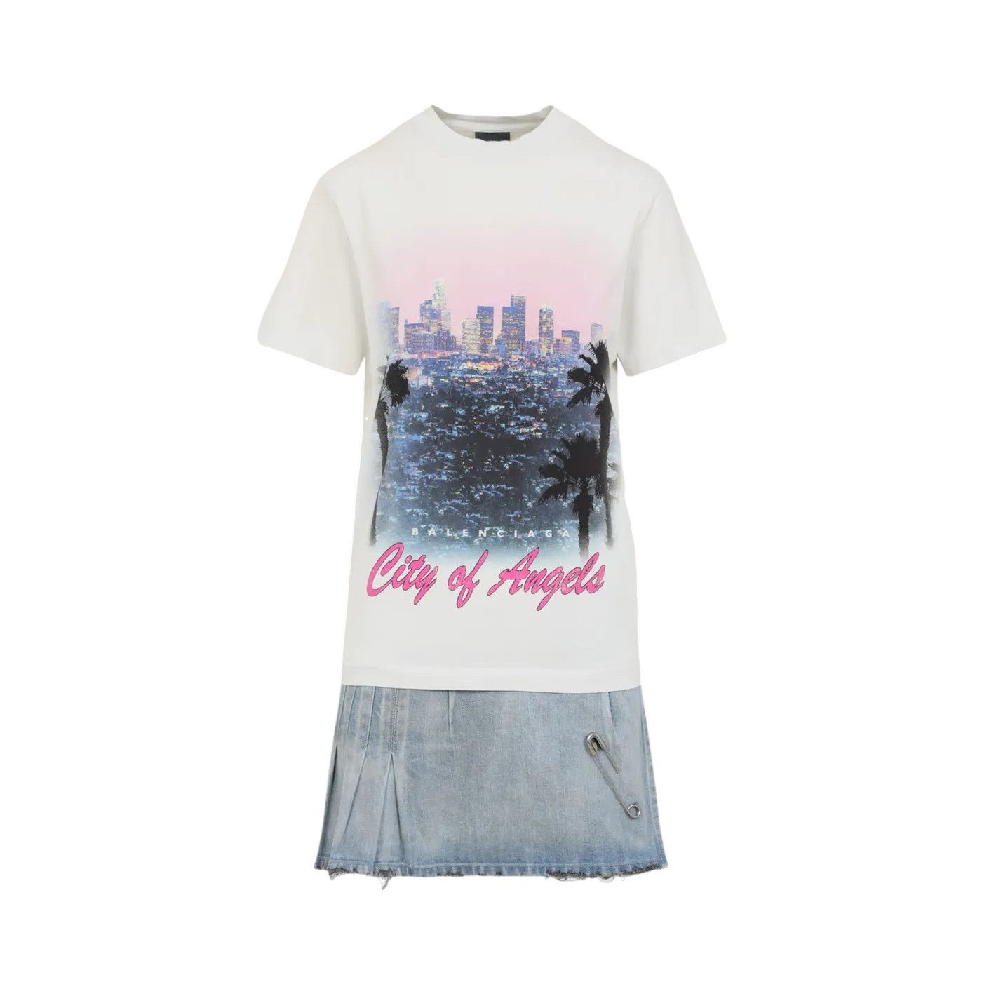 target white and blue floral dress BALENCIAGA Striped chemisier Dress BLUE main image 0
