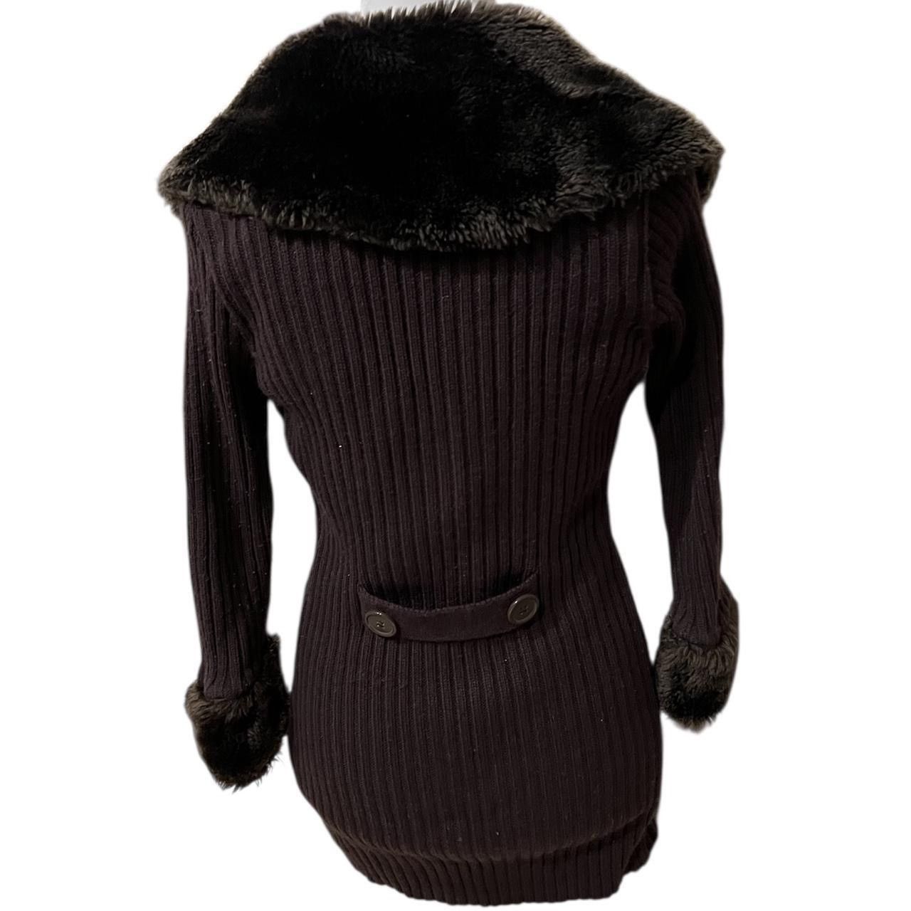 Other Brown faux fur trim long cardigan Size S / US 4 / IT 40 - 2 Thumbnail