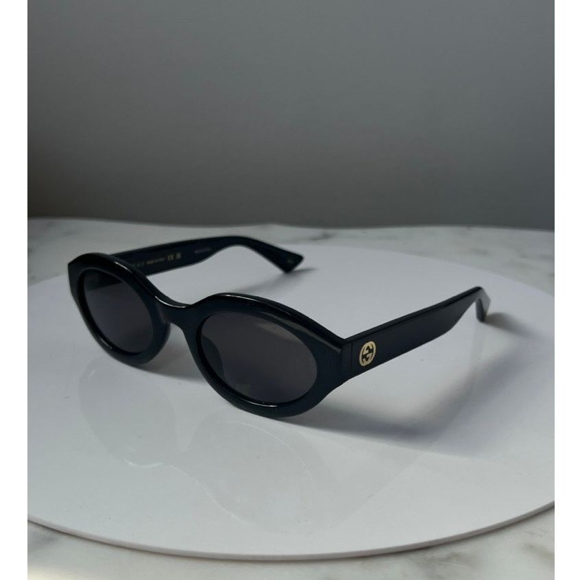image of New Gucci Gg1579S Black Oval Sunglasses, Men's