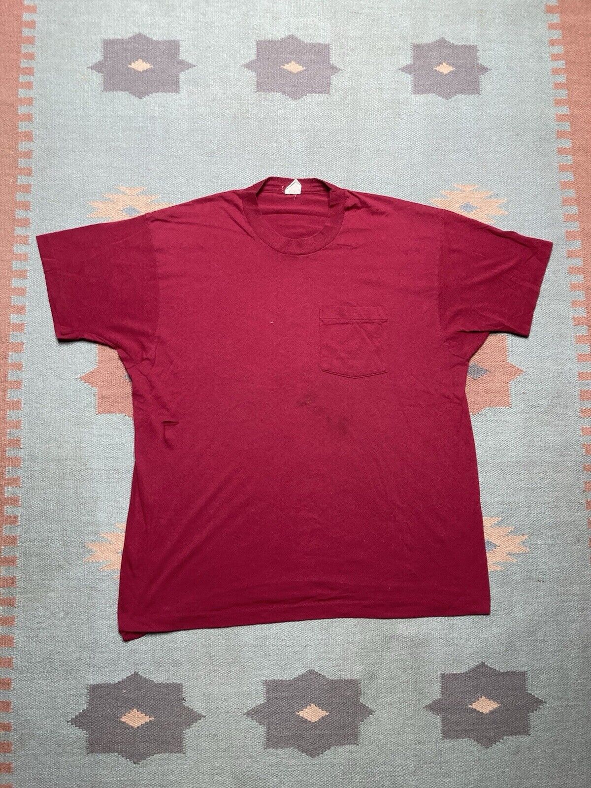 Fruit Of The Loom × Vintage VTG 80s pocket t shirt blank maroon fruit of the loom 3XL Size US XXL / EU 58 / 5 - 1 Thumbnail
