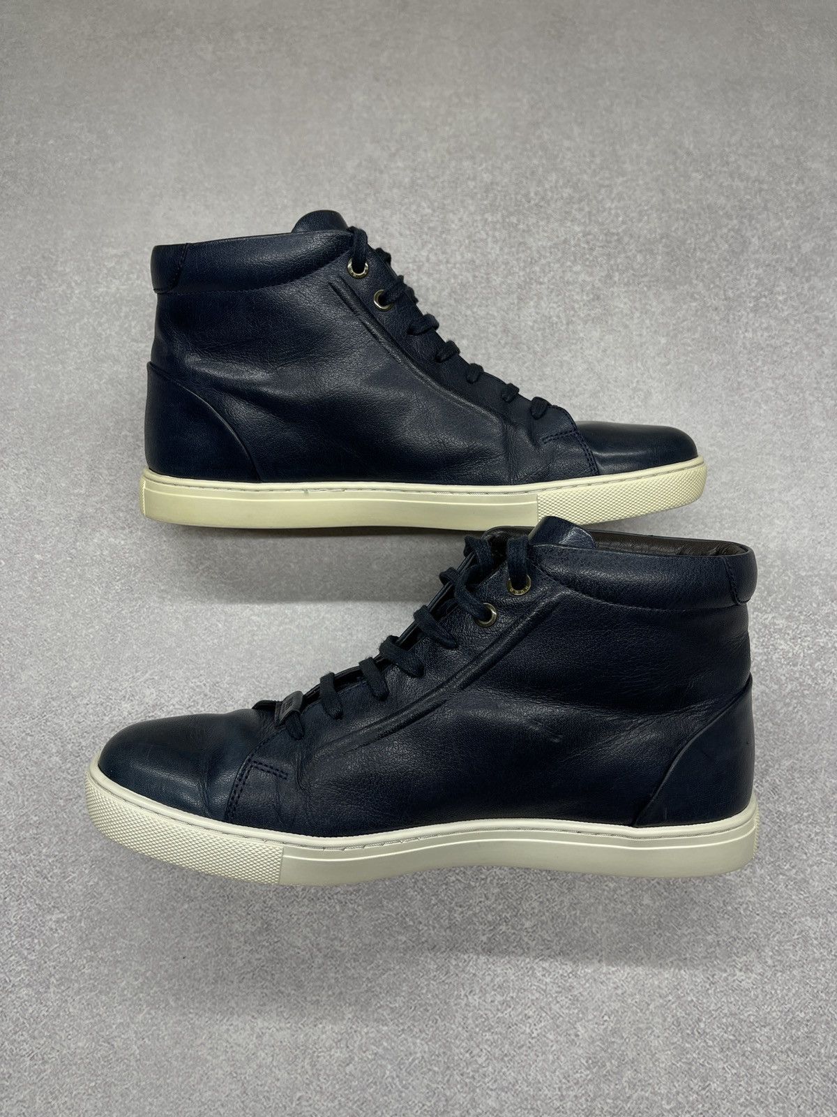 Hugo Boss Mens Hugo Boss Hi-Top Leather Sneakers Navy Size 42 27cm Size US 9 / EU 42 - 3 Thumbnail