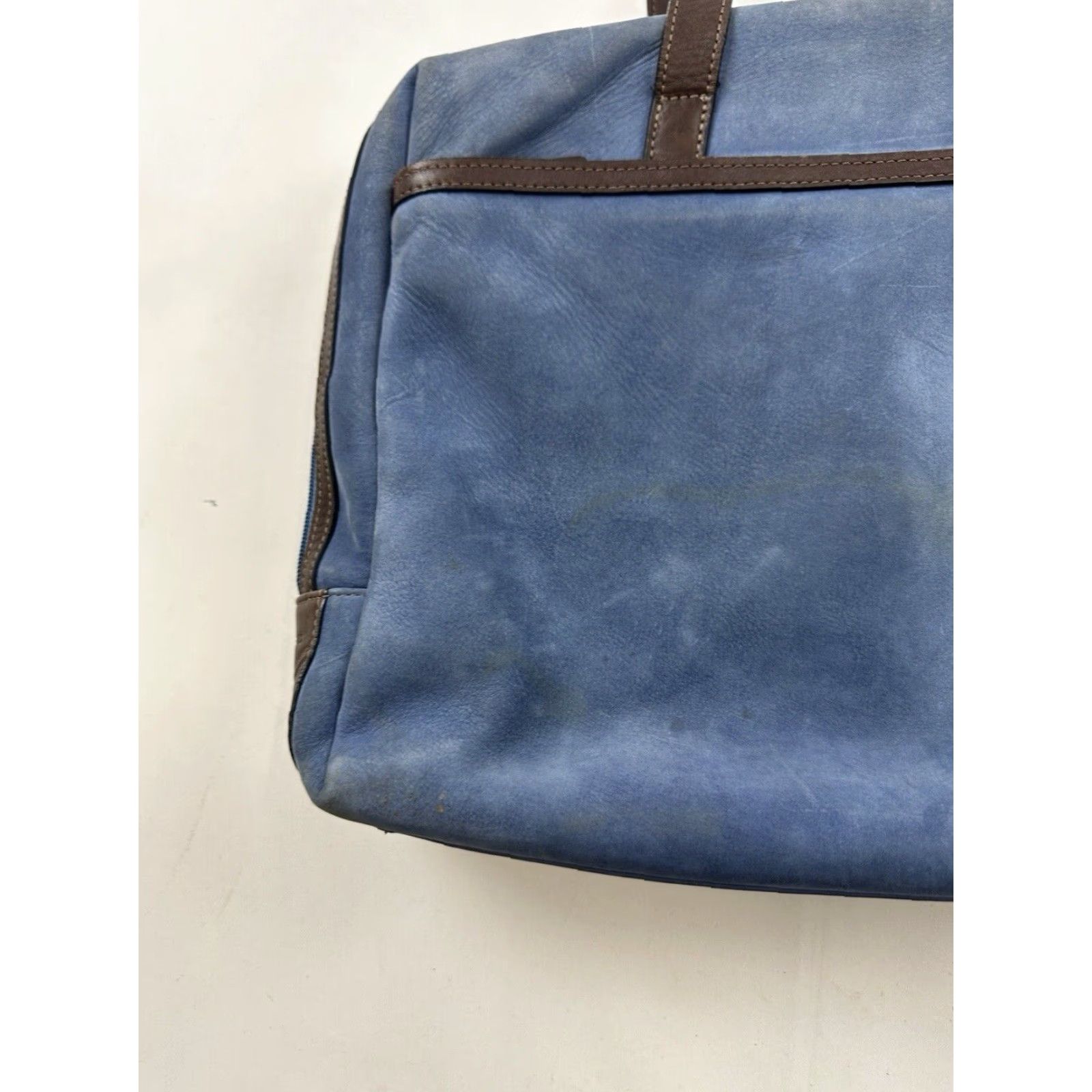 George Jack Georges Briefcase Laptop Messenger Bag Blue Leather Missing Strap Size ONE SIZE - 3 Thumbnail