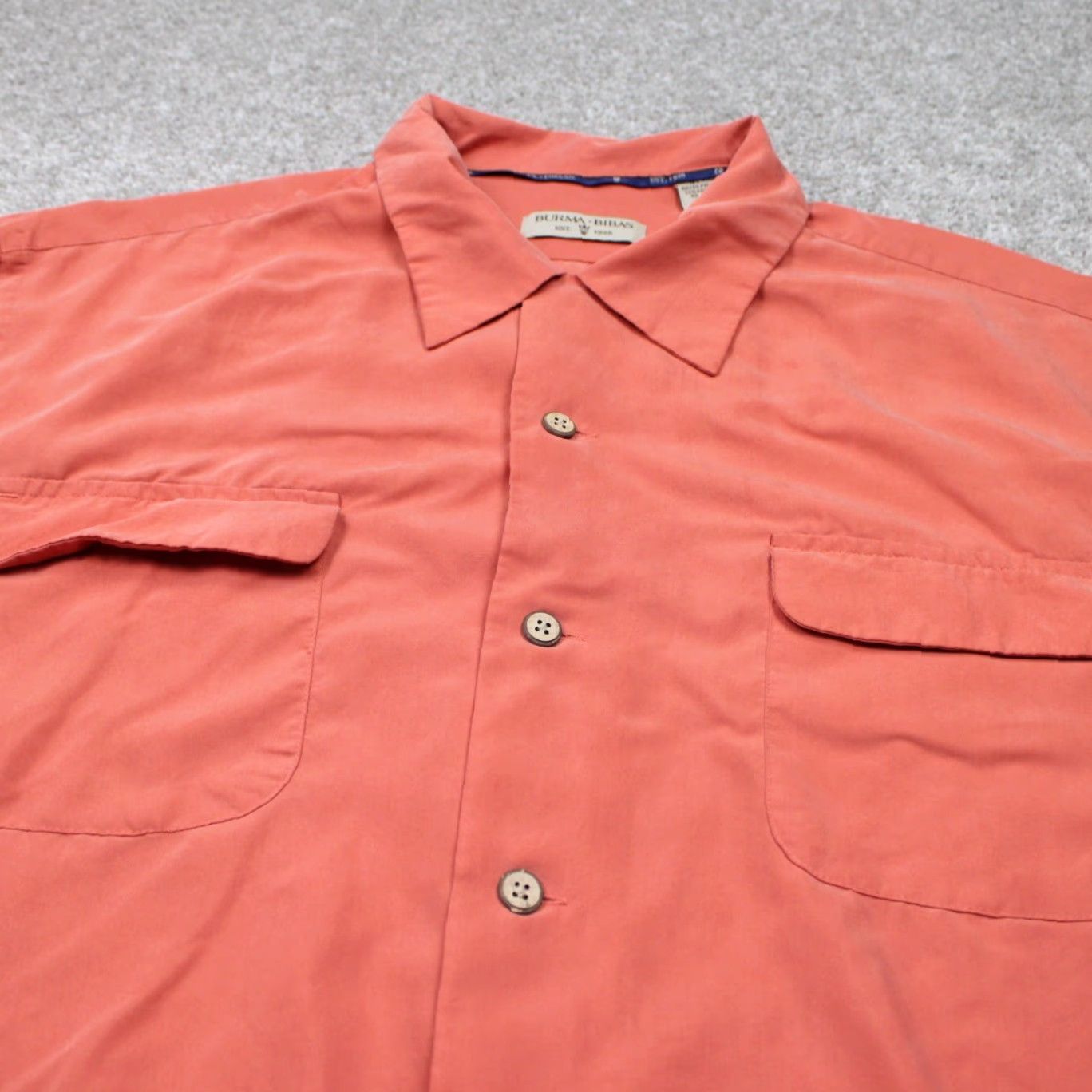 Vintage Burma Bibas Shirt Mens 2XL Orange Button-Up Long Sleeve Solid Modal Rayon Poly Blend Cartoon? Size US XXL / EU 58 / 5 - 4 Thumbnail