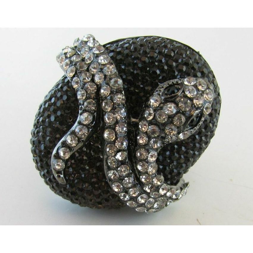 Other Coiled Serpent Snake Ring Black Rhinestones Transforms Goldh Size ONE SIZE - 3 Thumbnail