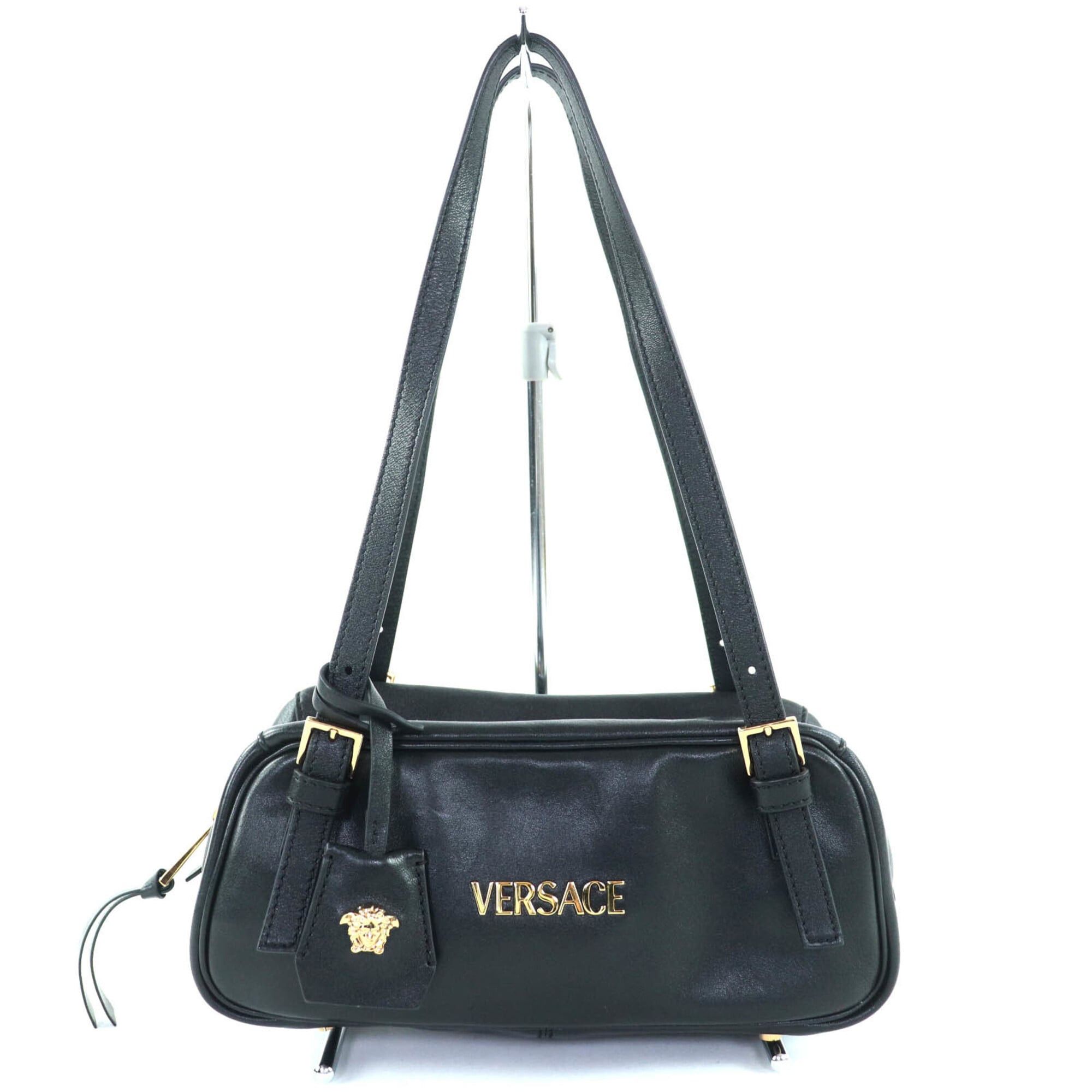 Versace VERSACE 1015792 Versace Tag Nappa Bowling Bag with Medusa Charm Leather Handbag Black Comes Box and Dust Made in Italy Women's Size ONE SIZE - 1 Thumbnail