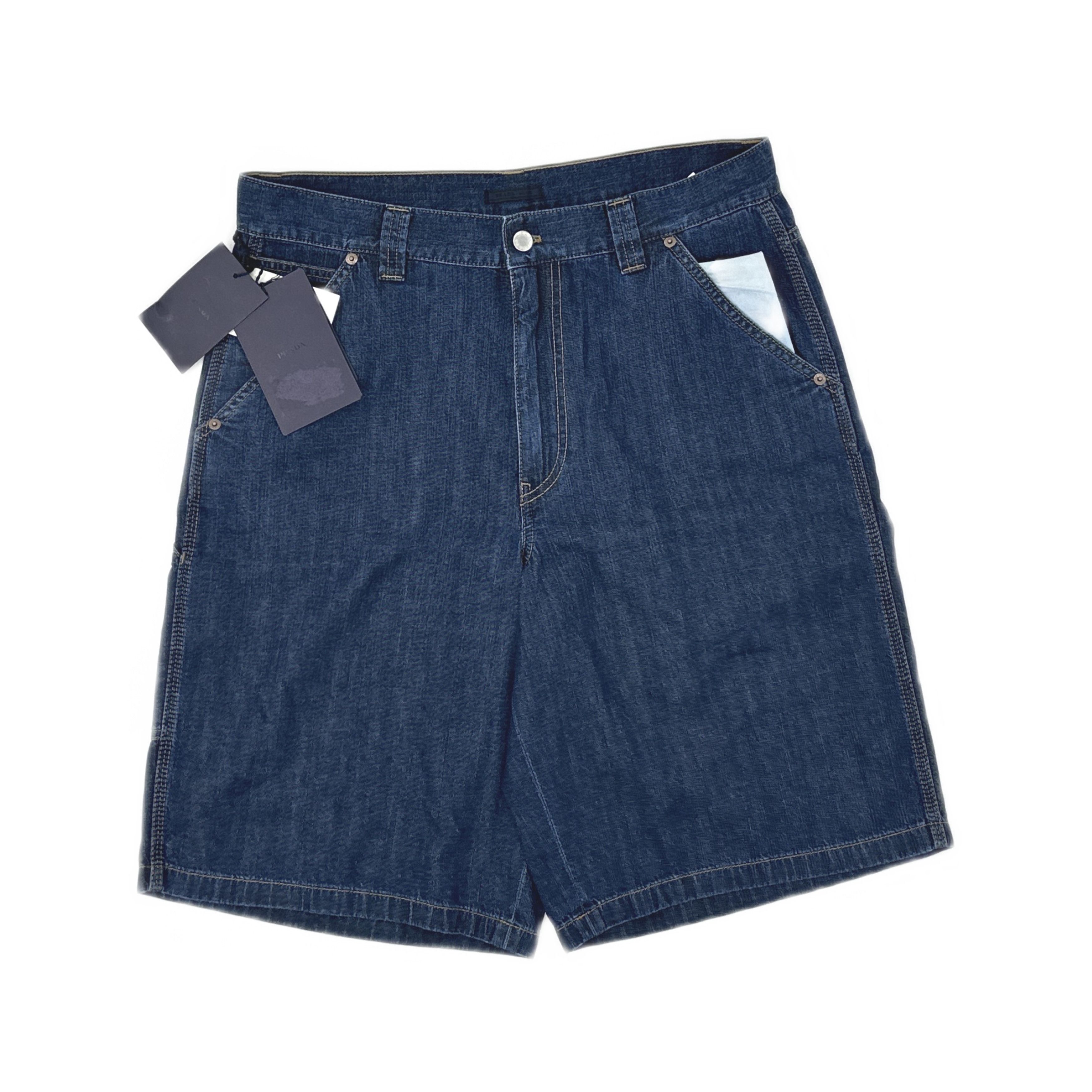 Prada Prada Logo Patch Denim Bermuda Shorts Size 33 Size US 33 - 1 Thumbnail