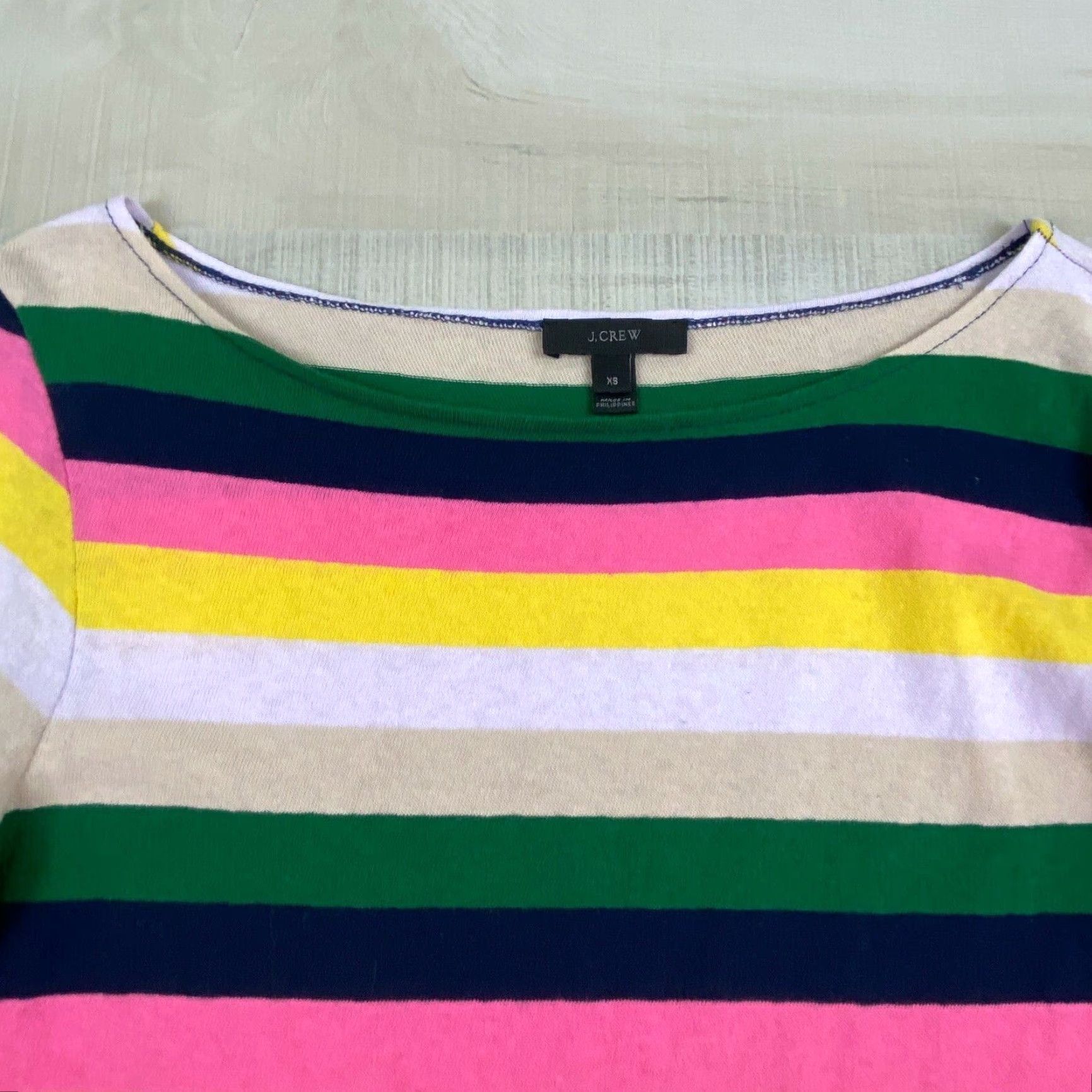 J.Crew J.Crew Womens Striped Boatneck Sweater XS Multicolor 100% Cotton Soft Ladies Size XS / US 0-2 / IT 36-38 - 3 Thumbnail