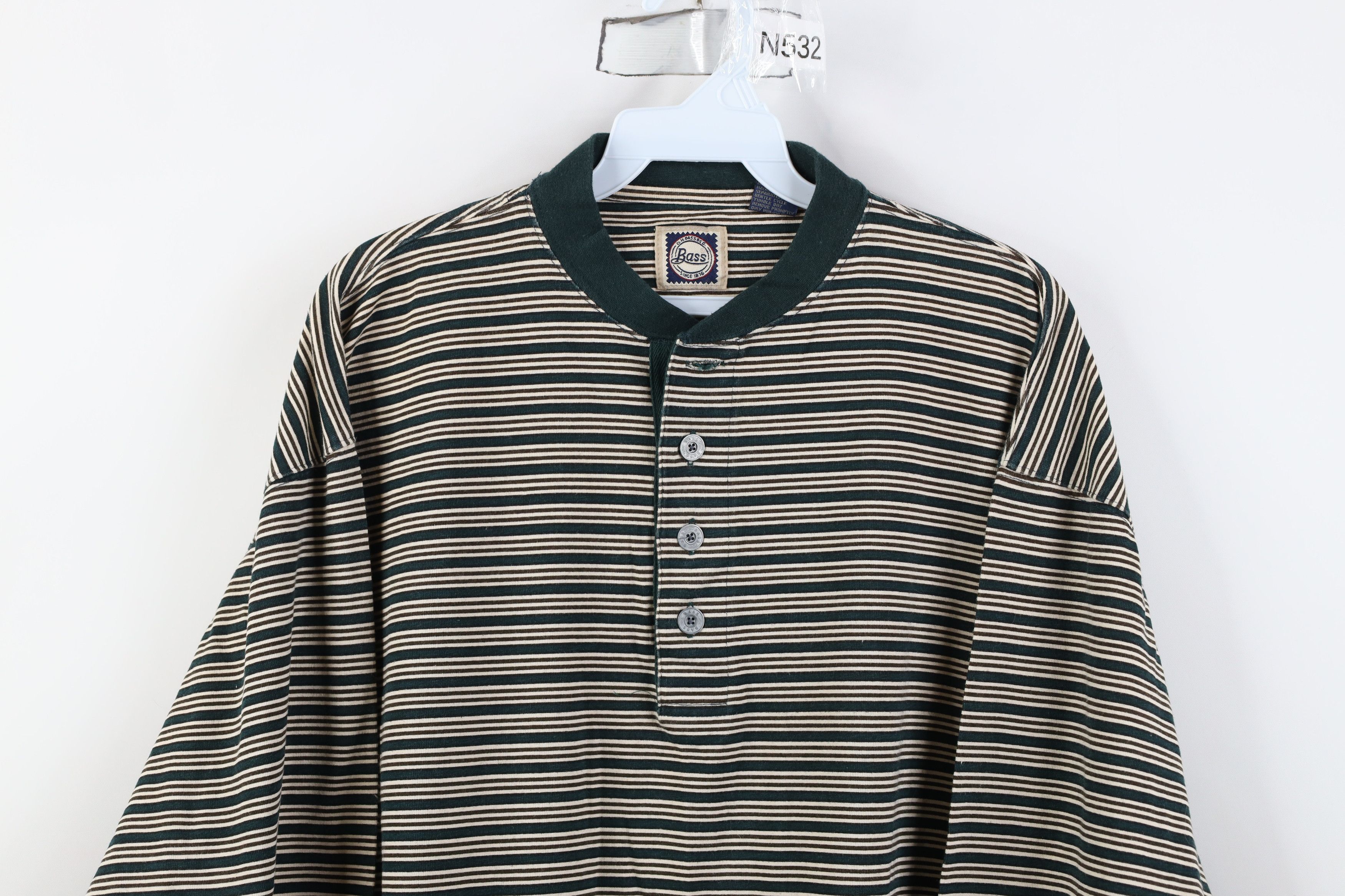 Vintage Vintage 90s Streetwear Striped Long Sleeve Henley T-Shirt Size US M / EU 48-50 / 2 - 2 Thumbnail