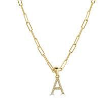 image of Tiffany Co 14K Yellow Gold & Diamond Paperclip Initial “A” Necklace, Women's