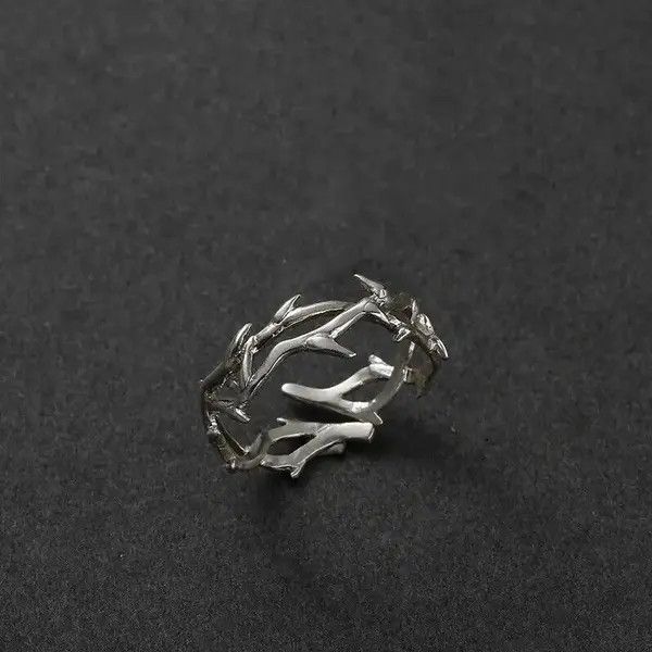 Jewelry × Vintage Punk Irregular Thorns Couple Ring Adjustable Size ONE SIZE - 1 Thumbnail