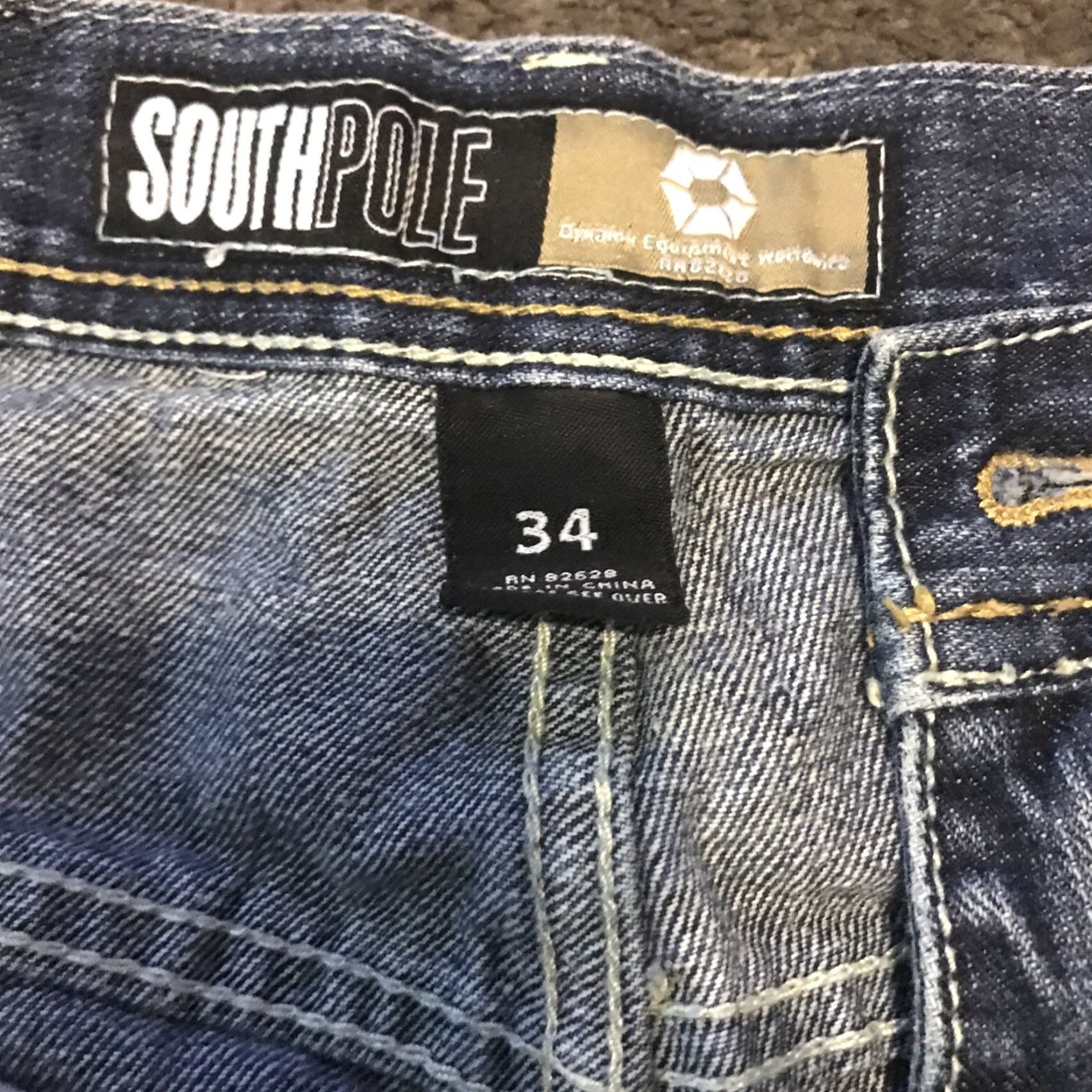 Southpole Southpole Jeans Baggy Wide-Leg Blue Mens RN82628 Size 34 Denim 5-Pocket Baggy Hip Hop Skater Vintage Regular Rise High 31 In Inseam Cotton Dark Wash Size US 34 / EU 50 - 7 Thumbnail
