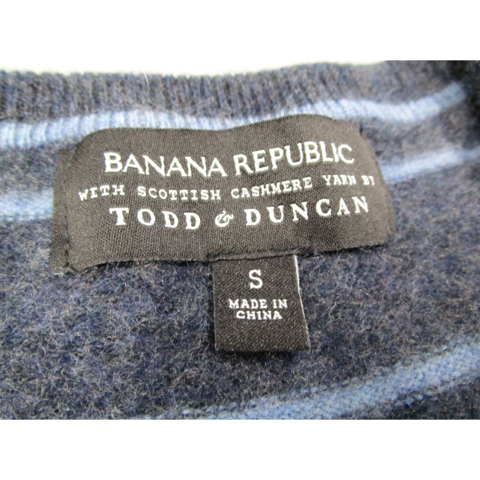 Banana Republic BANANA REPUBLIC Todd & DUNCAN Men Small Blue Striped Long Sleeve Crew Neck Pullover - 100% Cashmere - Knit, Wool, Classic Fit, Sweatery? Size US S / EU 44-46 / 1 - 2 Thumbnail