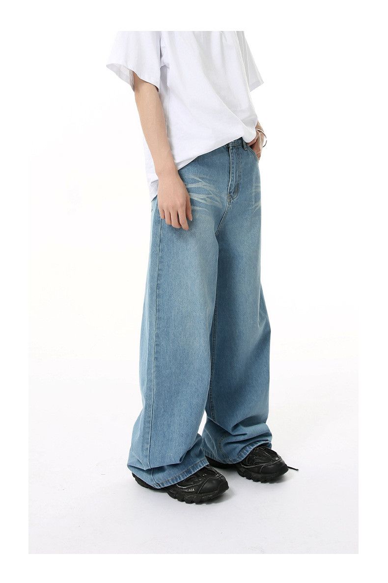Japanese Brand × Jean Washed wide-leg cleanfit straight jeans Size US 34 / EU 50 - 4 Thumbnail