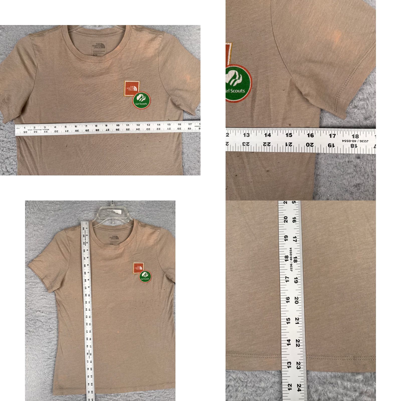 The North Face The North Face Shirt Women S Beige Short Sleeve Cotton Blend Tee Casual Readers Note: Bleach spots, holes, print cracking Size S / US 4 / IT 40 - 8 Thumbnail