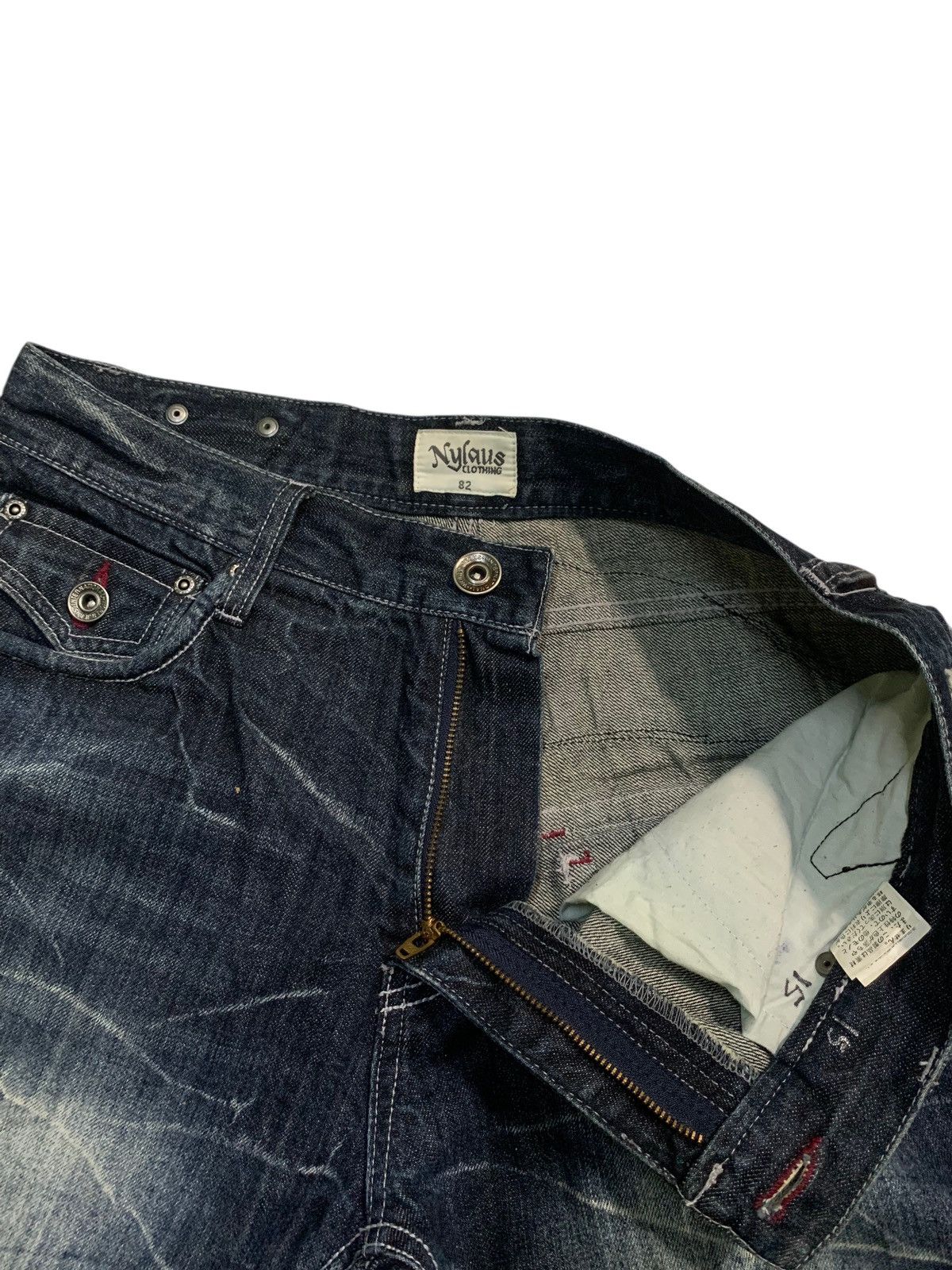 Tornado Mart FLARE💥NYLAUS JEANS RUSTY PUNK STYLE DISTRESSED DENIM Size US 31 - 18 Thumbnail