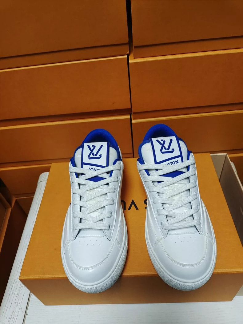 Louis Vuitton Louis Vuitton LV Women's LowTop Sneakers in White and Blue Size US 5 / IT 35 - 3 Thumbnail