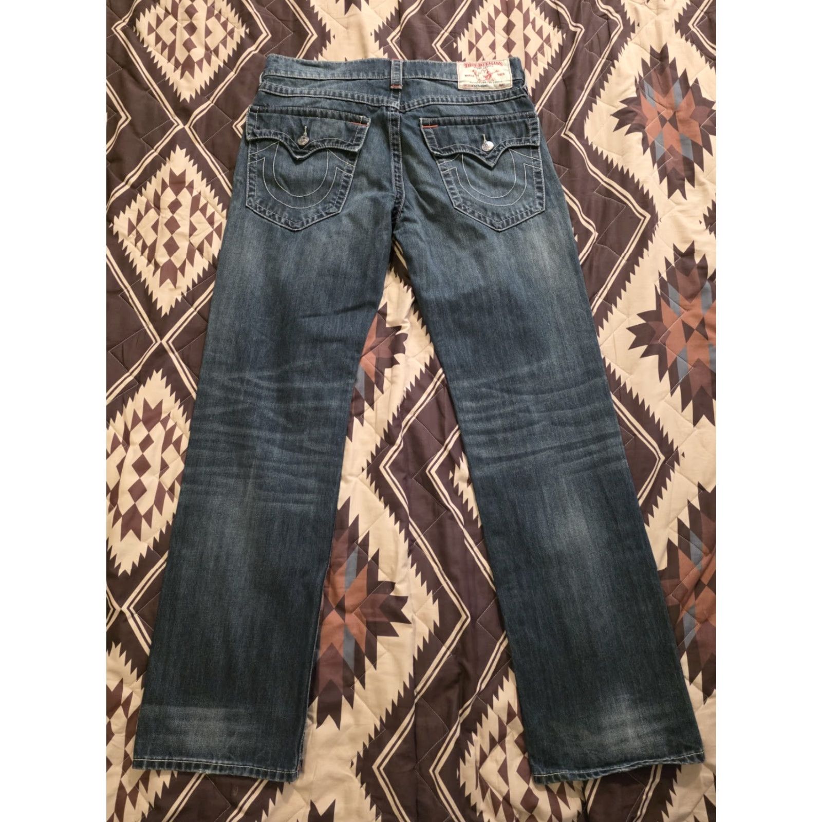 True Religion True Religion Jeans Men's Size 34 Straight Flap Pocket Blue NICE EUC Size US 35 - 2 Thumbnail