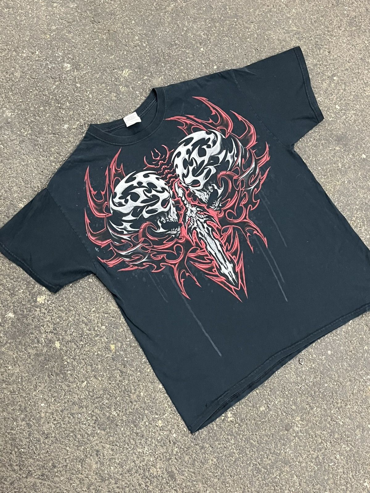 Vintage Y2k grunge skull shirt affliction style rare hype streetwear Size US L / EU 52-54 / 3 - 4 Thumbnail