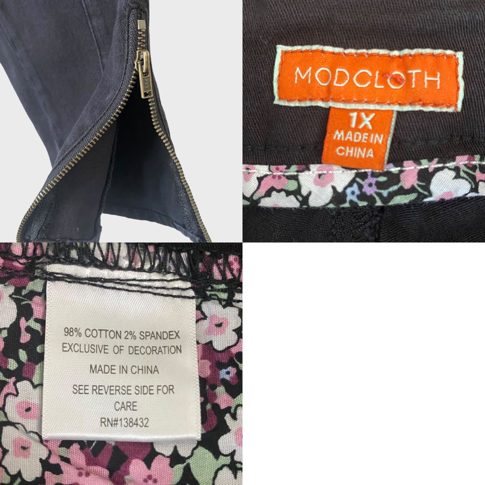 Vintage ModCloth Portland Skinny Utility Cargo Pants Womens Plus Size 1X Black Ankle-Zip Cargo Pockets 98% Cotton 2% Spandex Zip Fly Womens Plus Size 1X Size 40" / US 18 - 8 Thumbnail