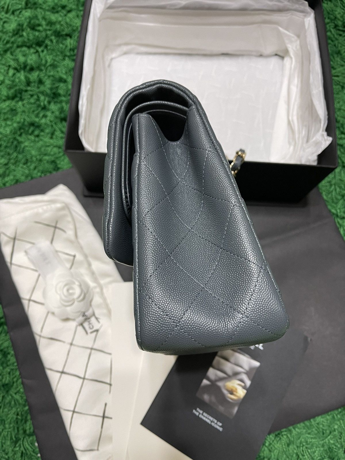 Chanel Jumbo Double Flap Caviar- Grey