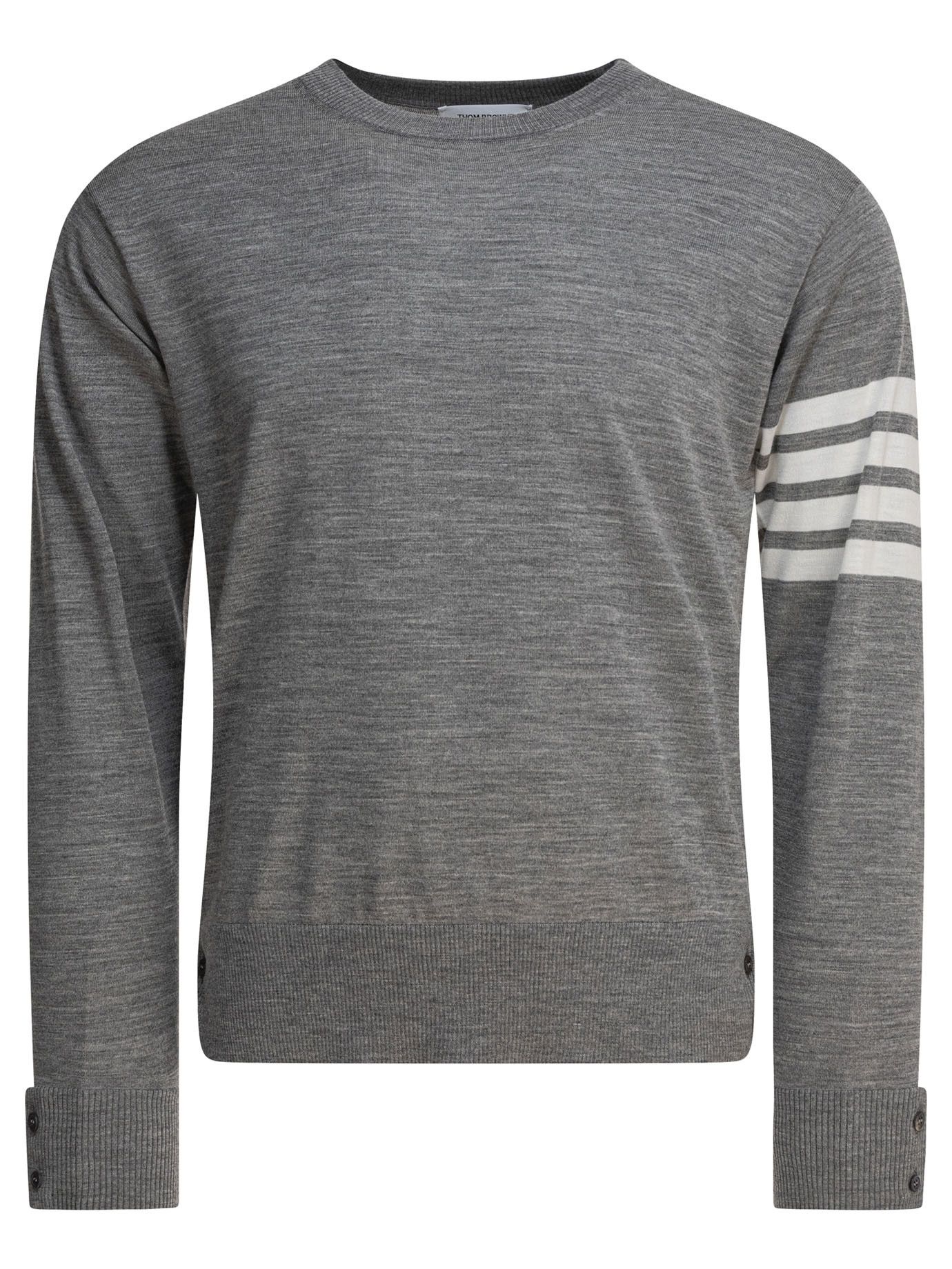 Thom Browne Classic Crewneck Pullover W/ 4 Bar Sleeve In Fine Merino Wool Size US L / EU 52-54 / 3 - 1 Thumbnail