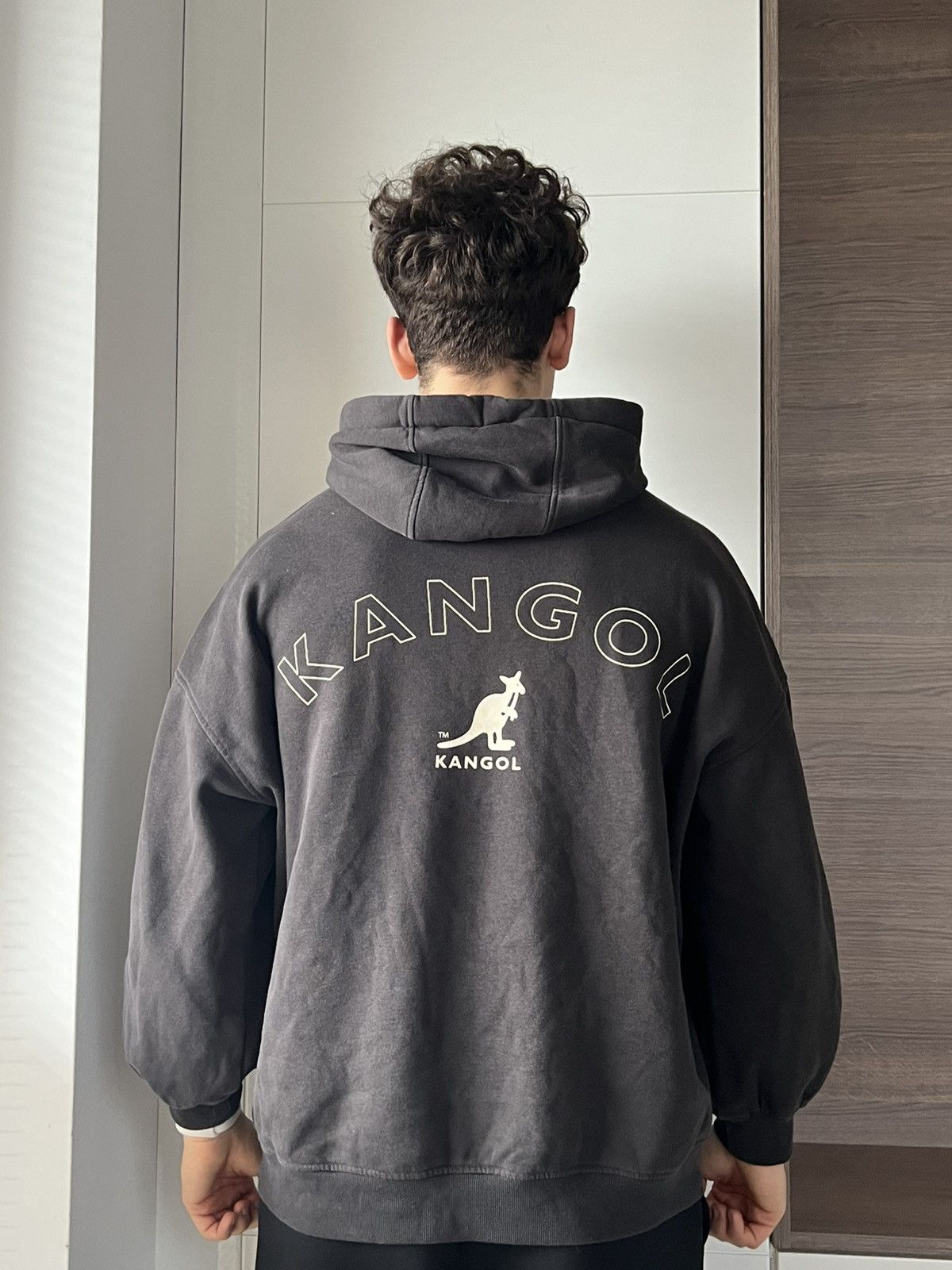 Designer ‼️Rare Oversized Big Logo Kangol x H&M Distressed Hoodie‼️ Size US M / EU 48-50 / 2 - 1 Thumbnail