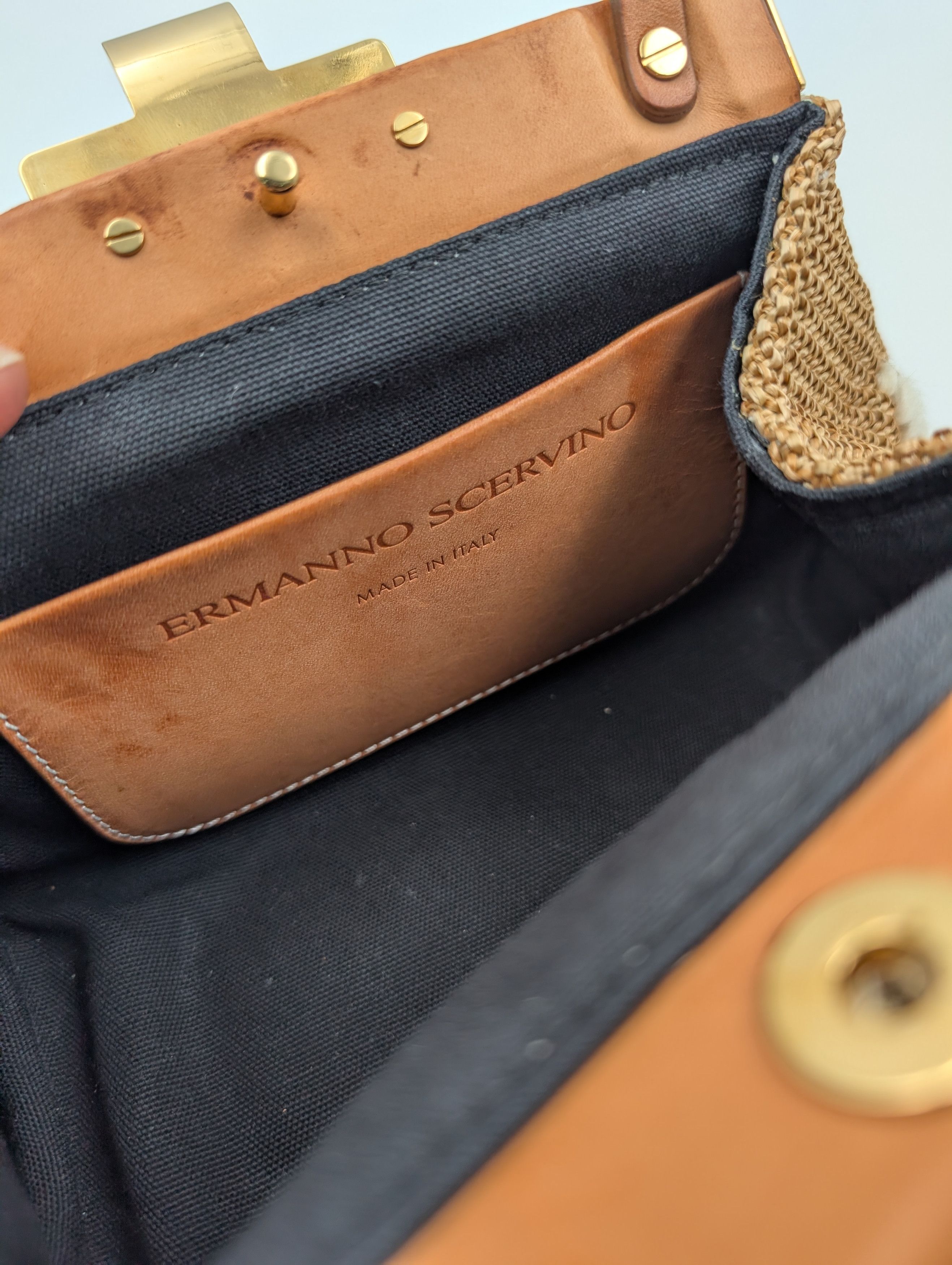 Ermanno Scervino Ermanno Scervino Light Brown Leather And Rattan Handbag Size ONE SIZE - 10 Thumbnail