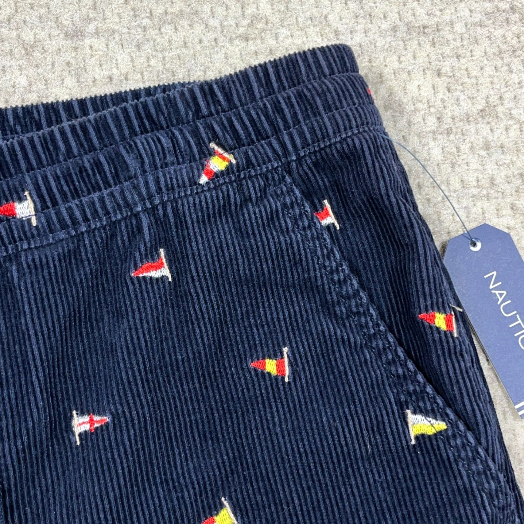 Nautica Nautica Corduroy Shorts Men Medium Navy Blue Sail Boat AOP Preppy Beach Boat NEW Size US 31 - 7 Thumbnail