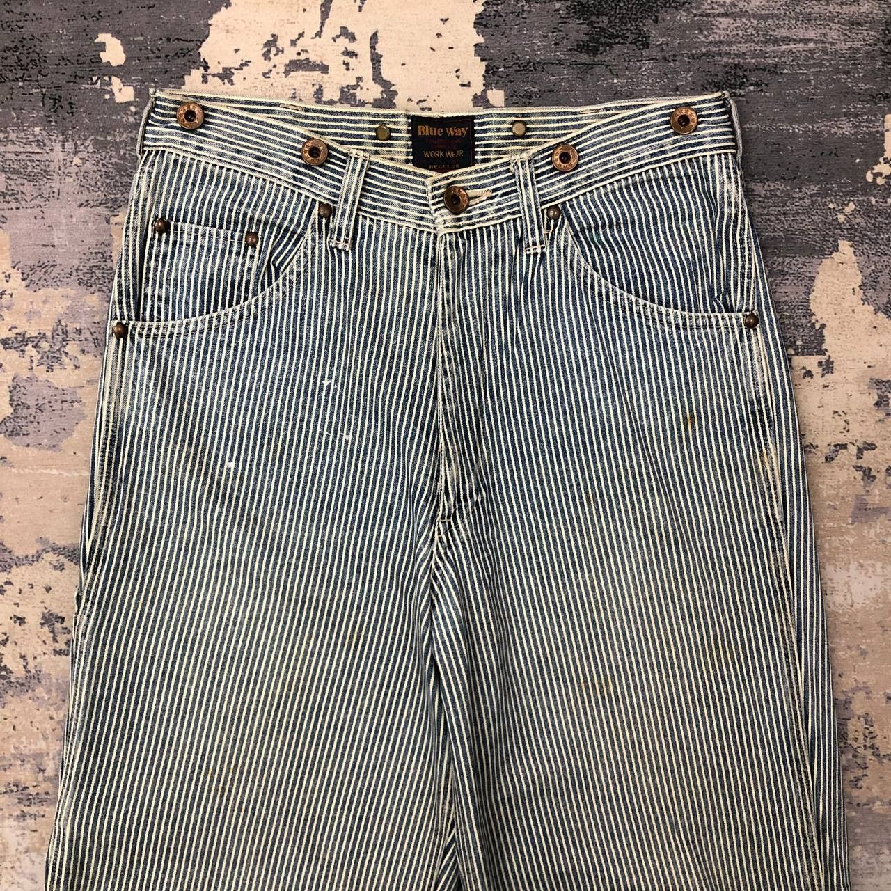 Other P450 VTG BLUE WAY WORKWEAR DISTRESSED HICKORY STRIPED PANTS Size US 28 / EU 44 - 3 Thumbnail