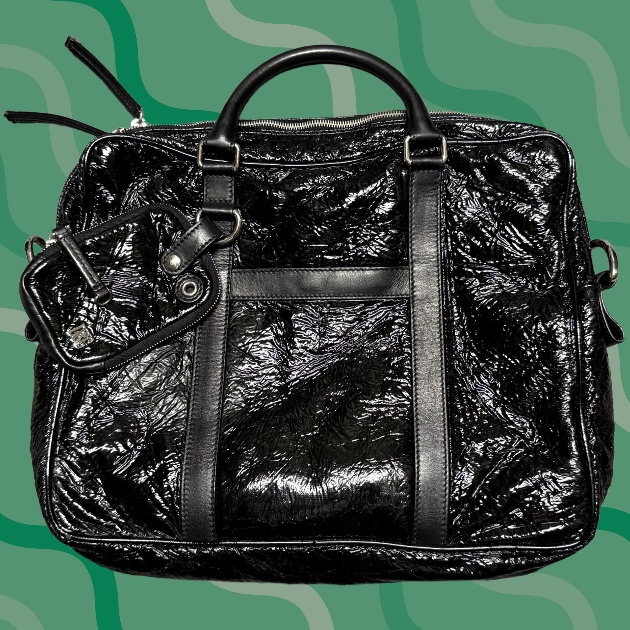 Dolce & Gabbana Dolce & Gabbana Briefcase Black Crinkle Leather Document Mens Business Bag Size ONE SIZE - 1 Thumbnail