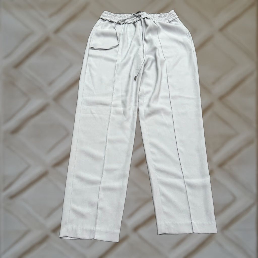 Zara Zara Womens Pants XS Gray Elastic Waist High Rise Ankle Straight Trousers 26x25 Size 26" / US 2 / IT 38 - 1 Thumbnail