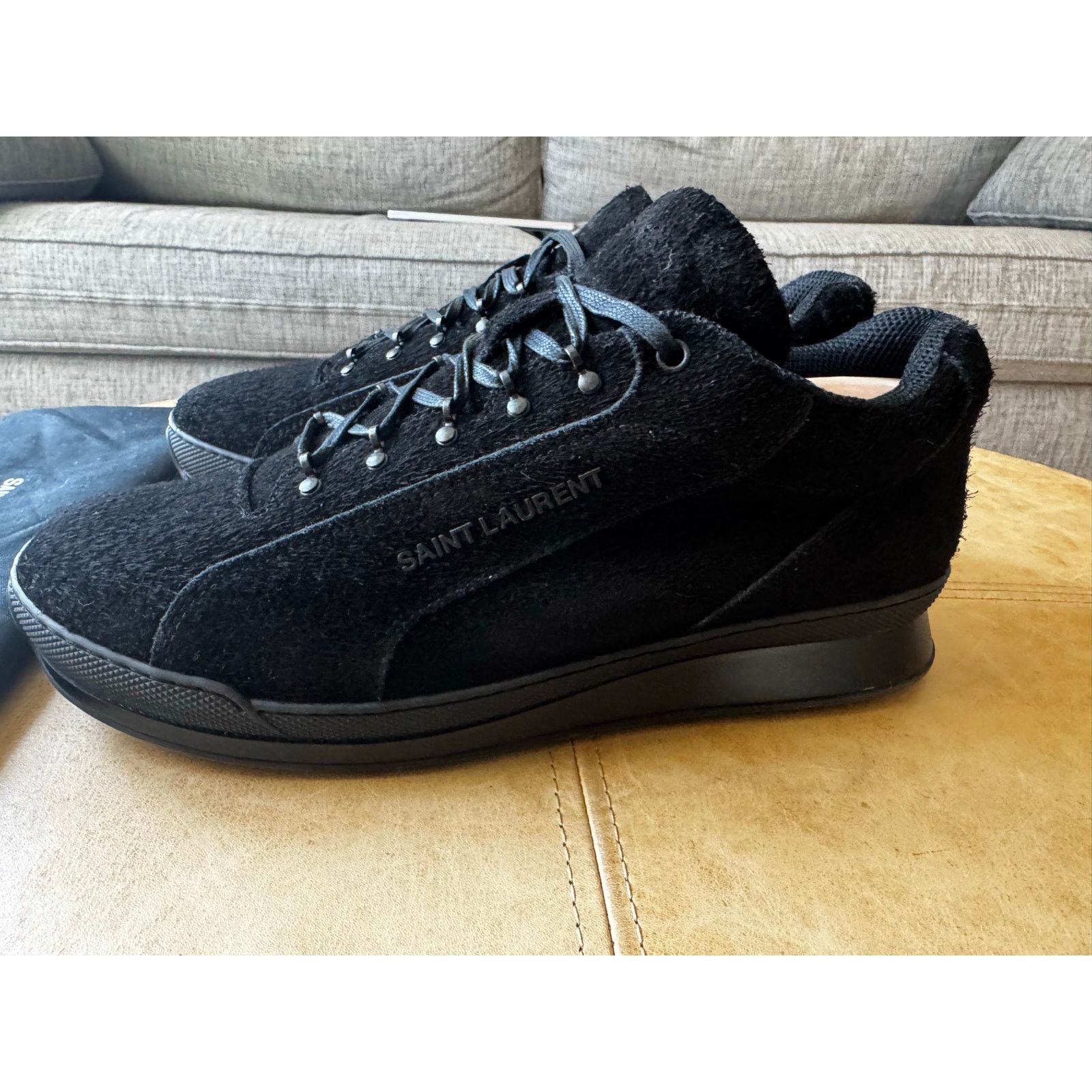 Saint Laurent Paris $795 Saint Laurent Men's Black Suede Sneaker With Logo US 12 Size US 12 / EU 45 - 5 Thumbnail