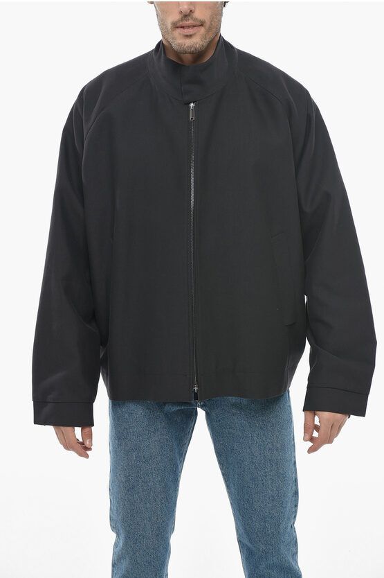 image of Studio Nicholson Barnes Lightweight Jacket With Button Down Collar in Blue, Men's (Size Medium)