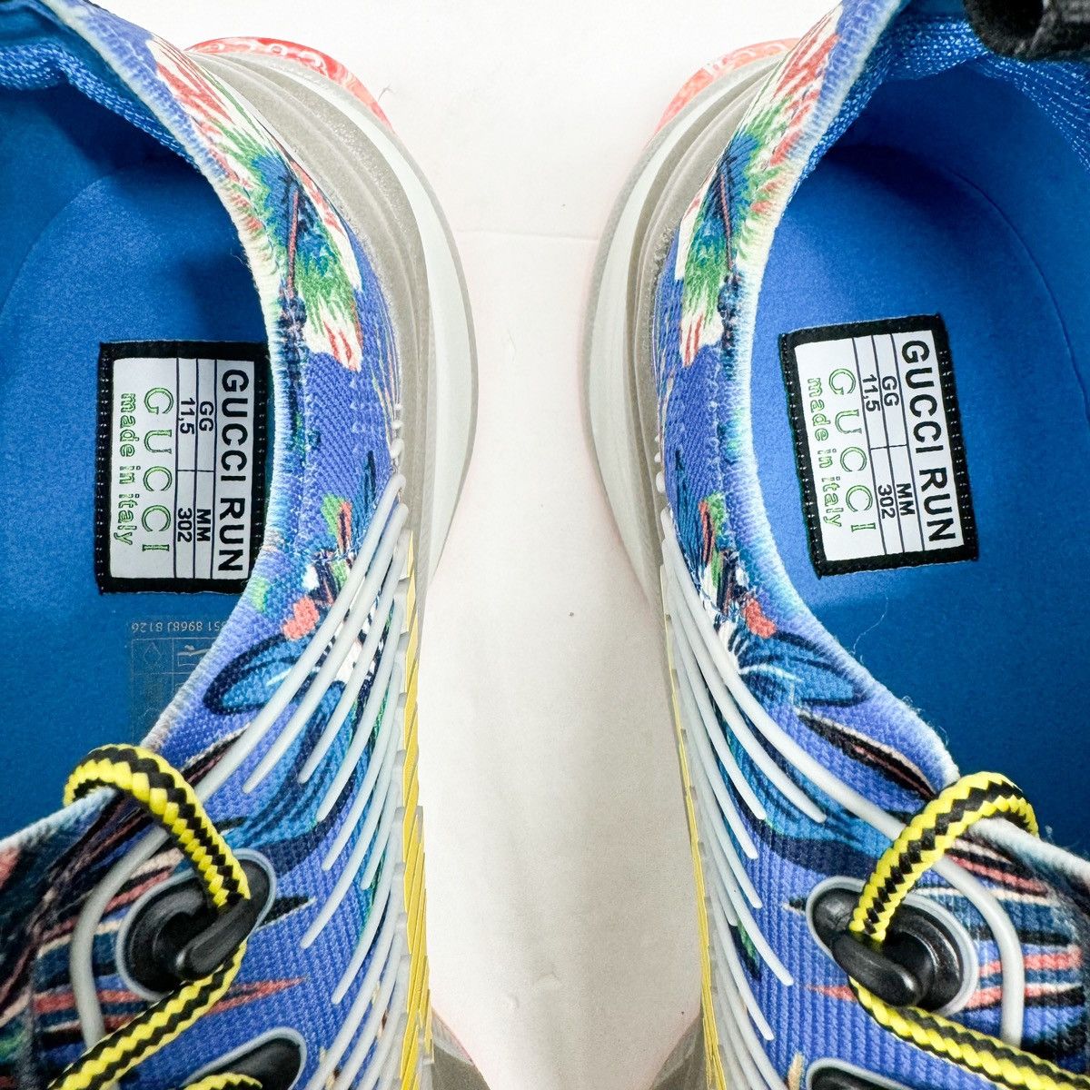 Gucci Gucci Marble and Floral Run Sneakers 'Blue Yellow White' Size US 12 / EU 45 - 14 Thumbnail