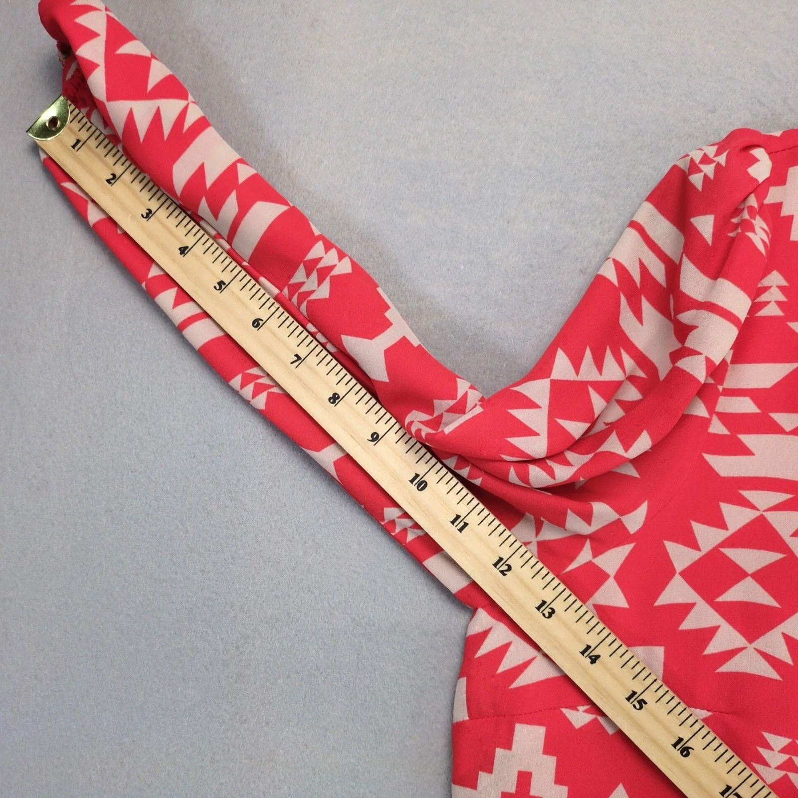 Other Takara Red Beige Aztec Dress XL Back Bow Ruffle Knee-Length Size XL / US 12-14 / IT 48-50 - 6 Thumbnail