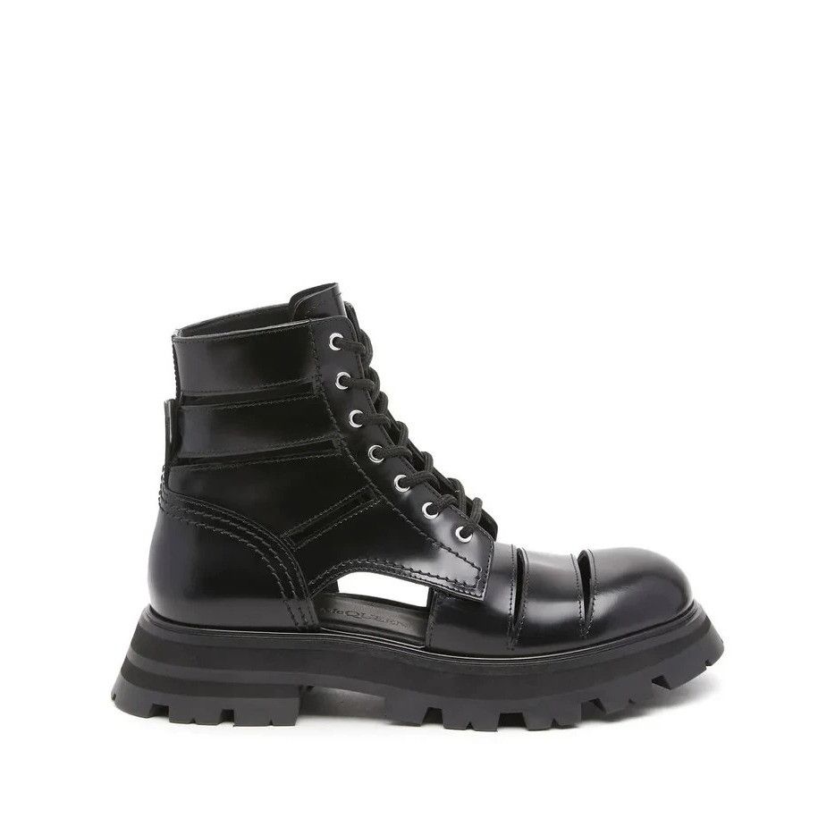 Alexander McQueen NWOT Alexander Mcqueen Women`s Wander Cut-Out Black Leather Size US 7 / IT 37 - 1 Thumbnail