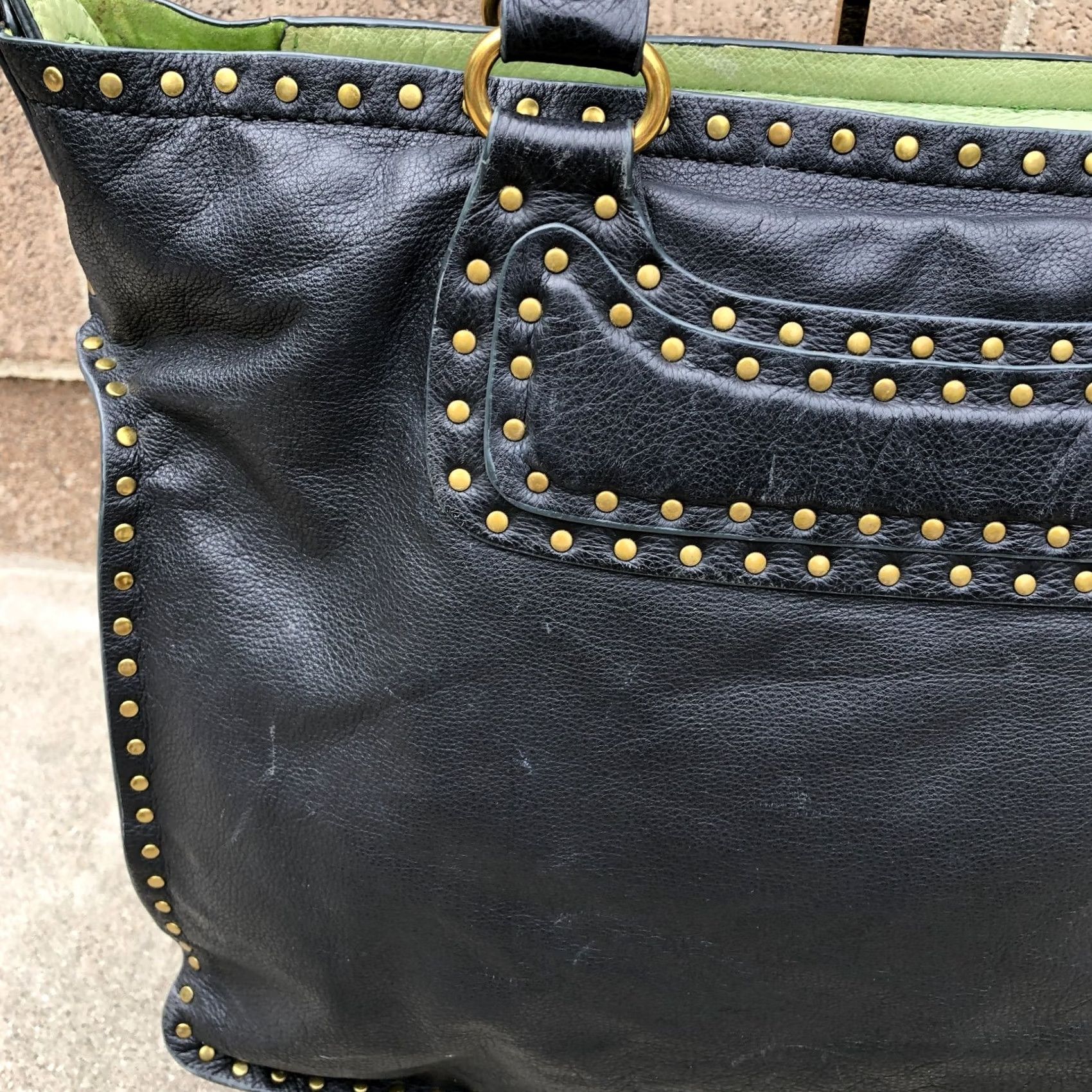 Vintage LIEBESKIND BERLIN Rena Stud Bowler Purse Satchel Black Leather Shoulder Bag Women Designer Bag Size ONE SIZE - 3 Thumbnail