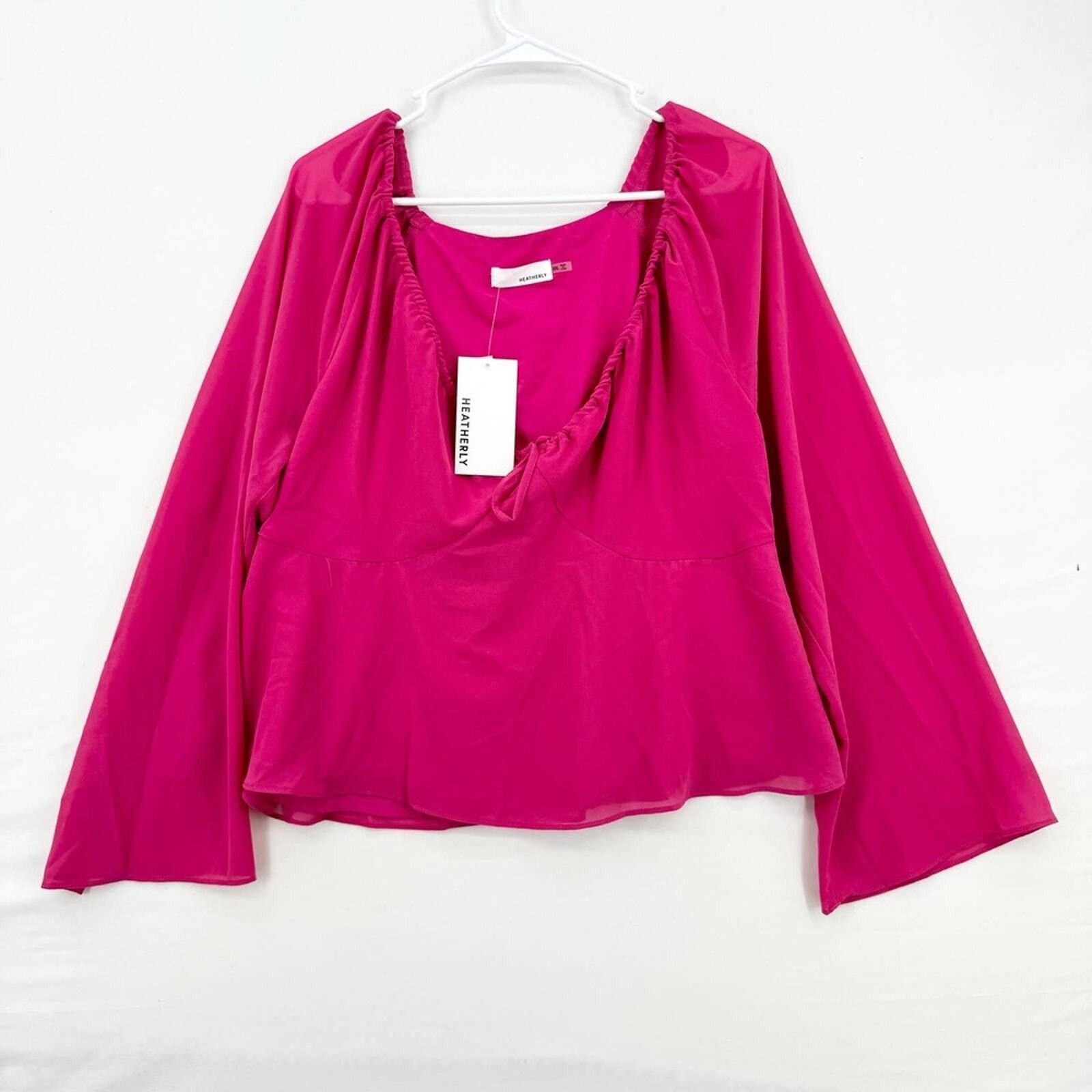 Other Heatherly VNeck Flared Sleeve Semi Sheer NWT Blouse Size XXL Size XXL / US 16-18 / IT 52-54 - 1 Thumbnail