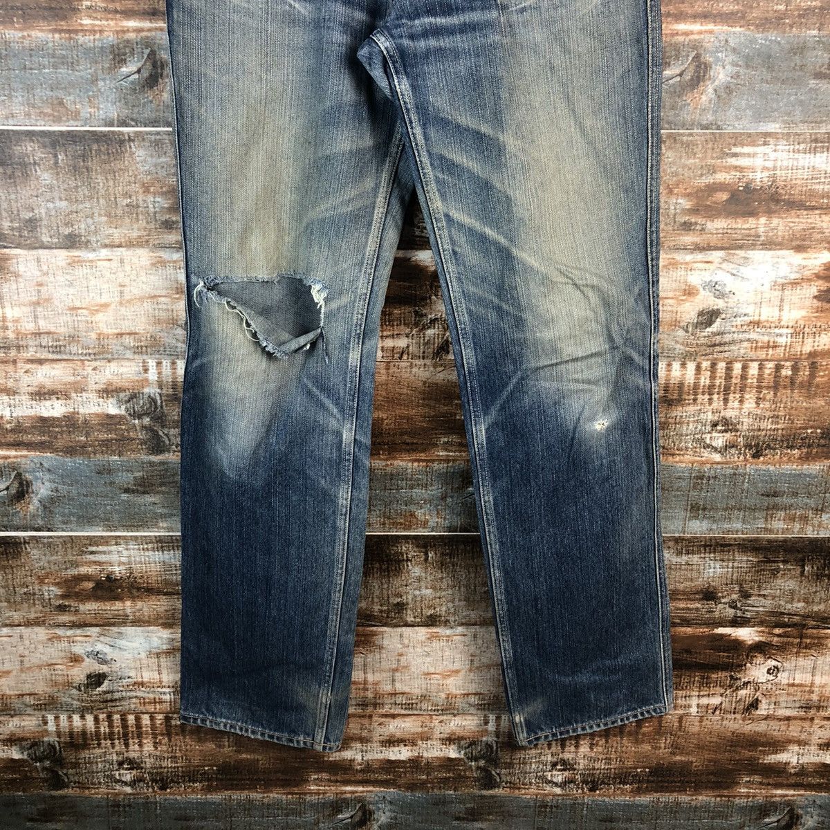 Levi's Levis 702 Blue Denim ripped distressed Pants #A2610 Size US 32 / EU 48 - 3 Thumbnail