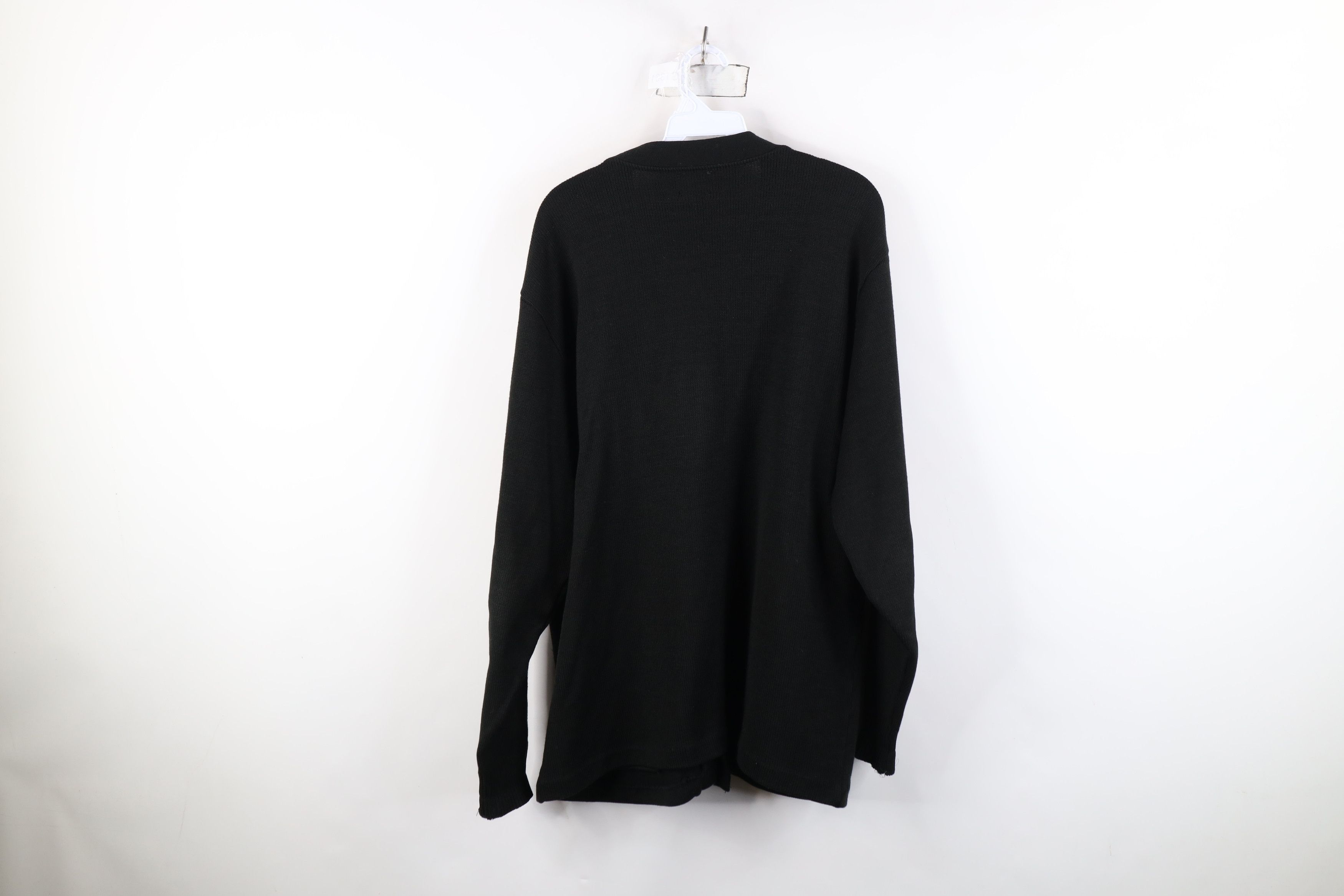 Vintage Vintage 90s Streetwear Blank Knit Cardigan Sweater Black Size US XL / EU 56 / 4 - 11 Thumbnail