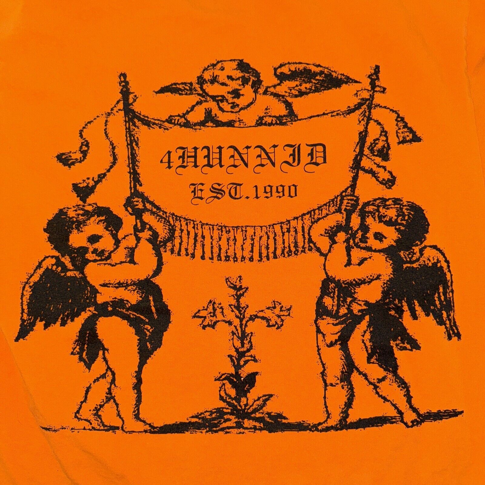 Band Tees × Vintage 4 Hunnid Angels T-Shirt Orange Medium 19x25.5 Size US M / EU 48-50 / 2 - 5 Thumbnail