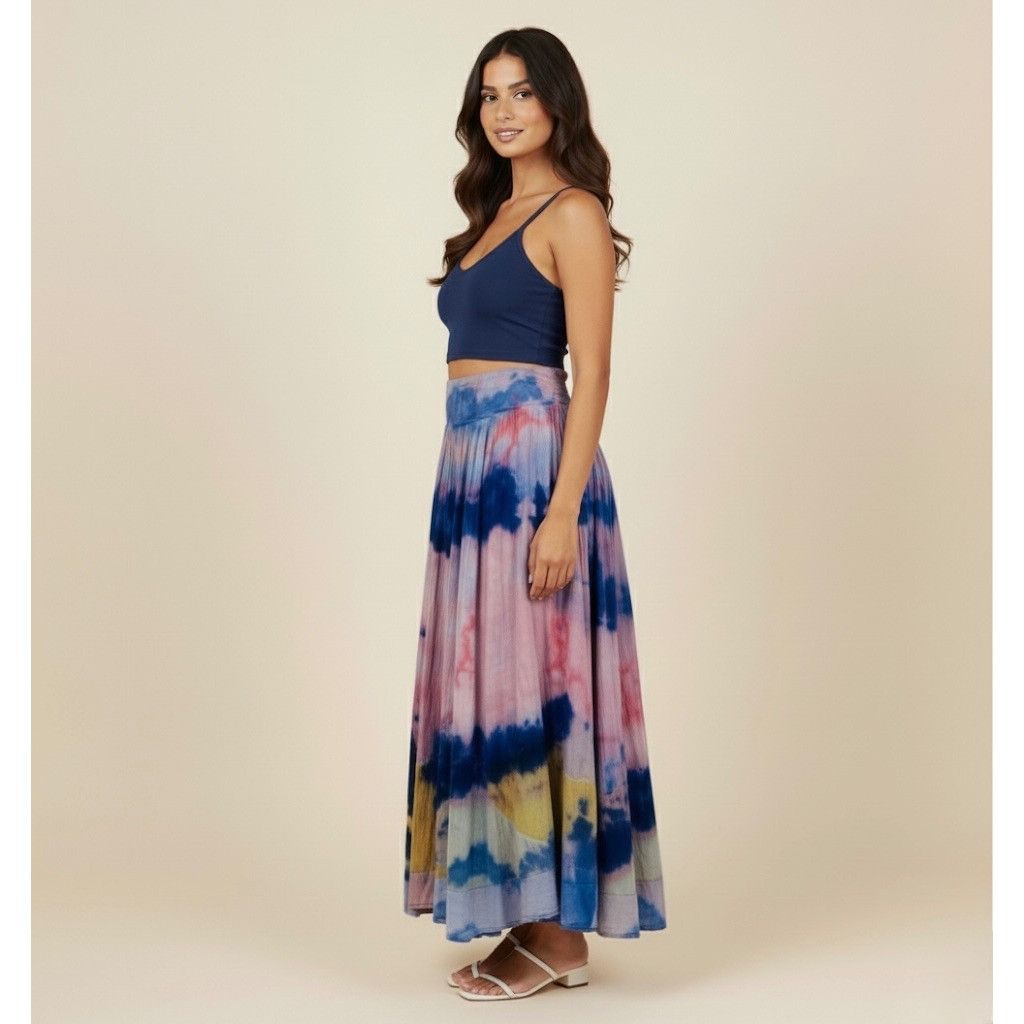 Free People RARE VTG Free People Tie Dye Gauzy Maxi Skirt M | Boho Luxe Size 30" / US 8 / IT 44 - 8 Thumbnail