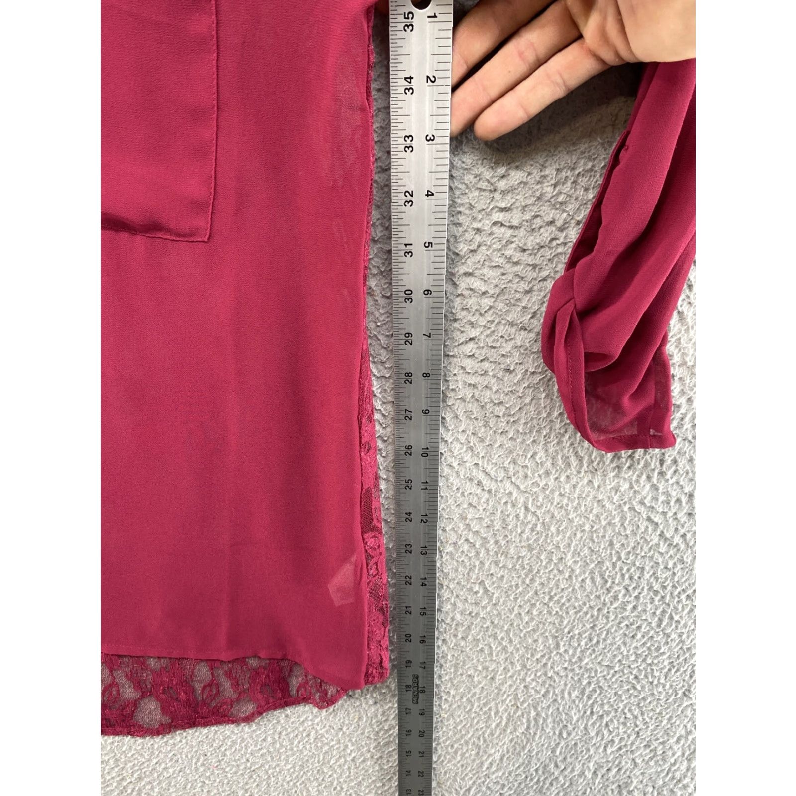 Vintage Maurices Studio Y Sheer Lace Button Up Roll Tab Sleeve Blouse Size M Red Womens Blouse New Size M / US 6-8 / IT 42-44 - 5 Thumbnail